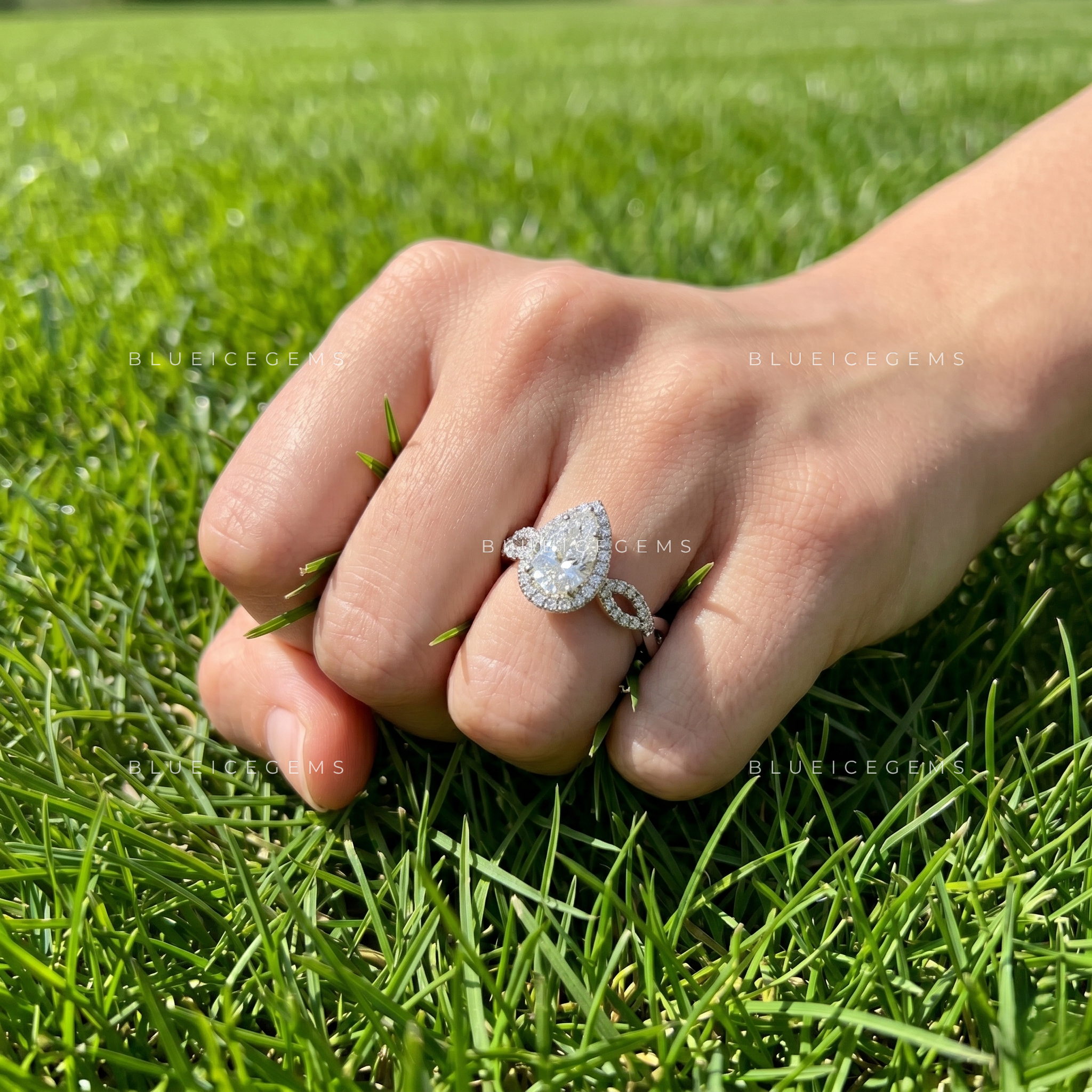 Serenade Pear Cut Accent Engagement Ring