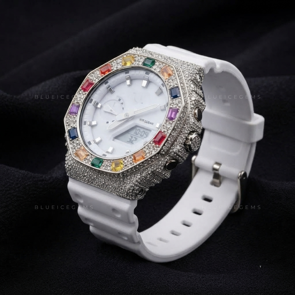 Rainbow Sovereign Custom Bezel – VVS Moissanite