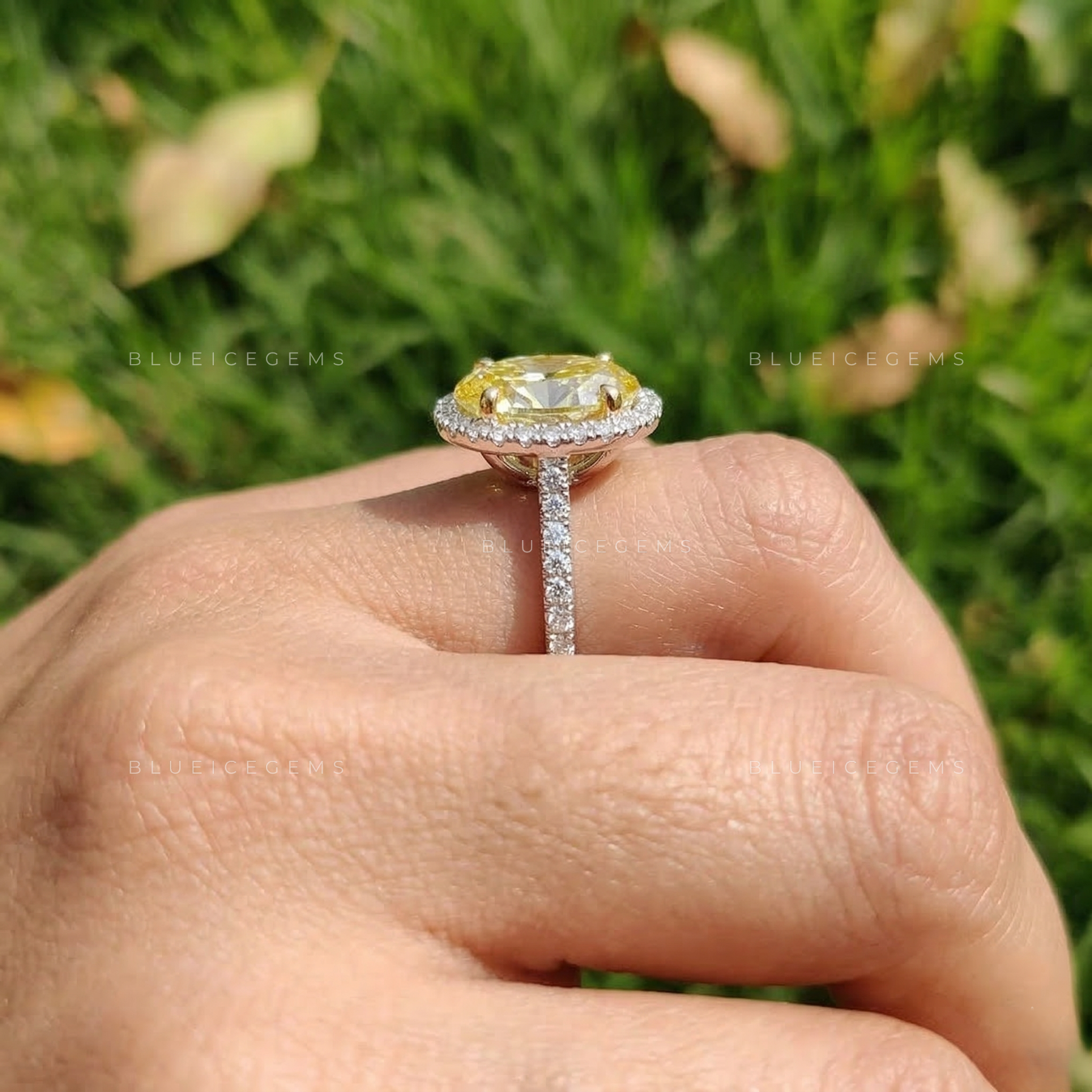 Sun-Kissed Oval Cut Pavé Engagement Ring