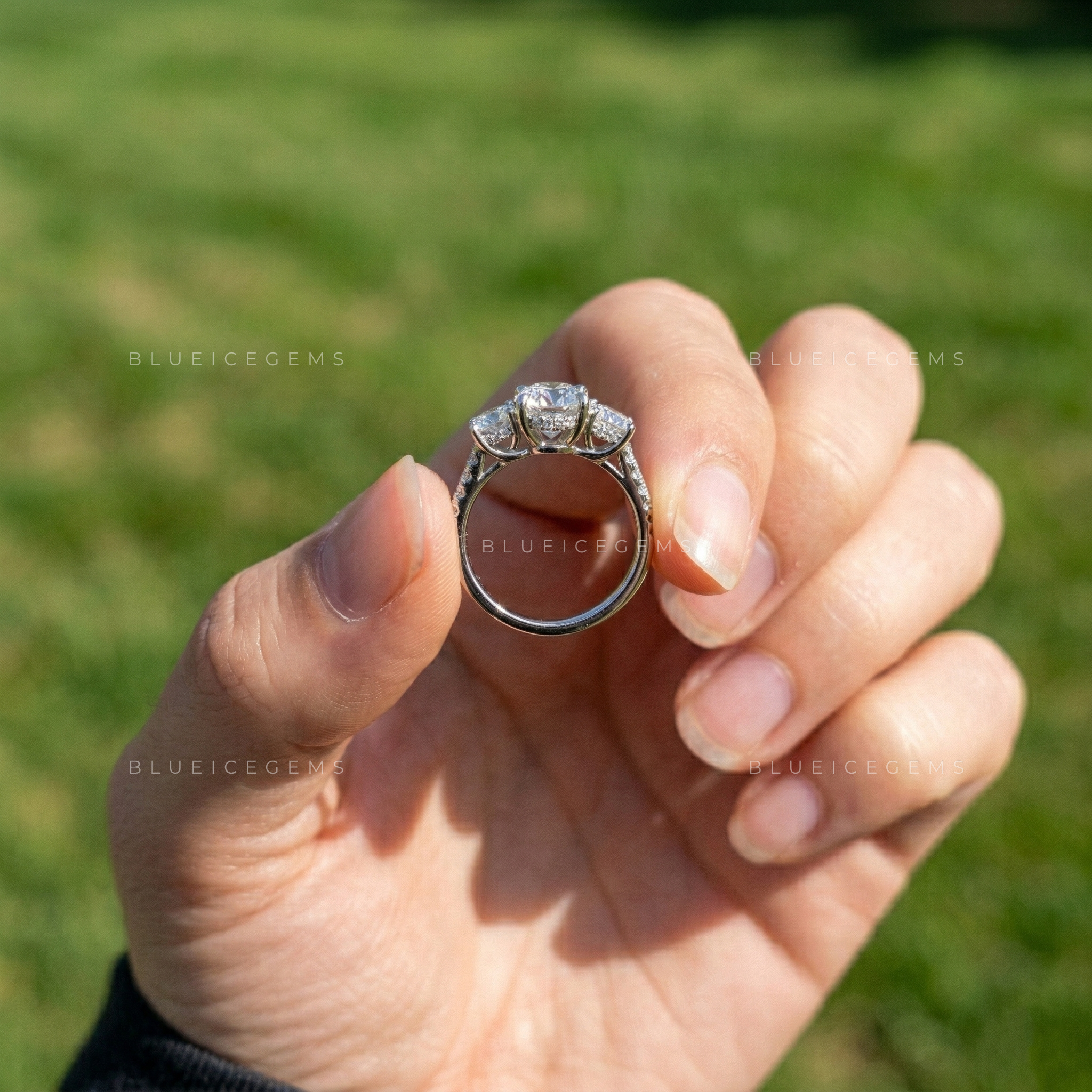 Celestial Fire Round Brilliant Cut Cluster Engagement Ring
