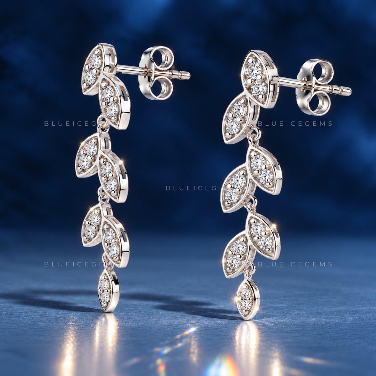 Hinged Leaf Diamond Drop Earrings