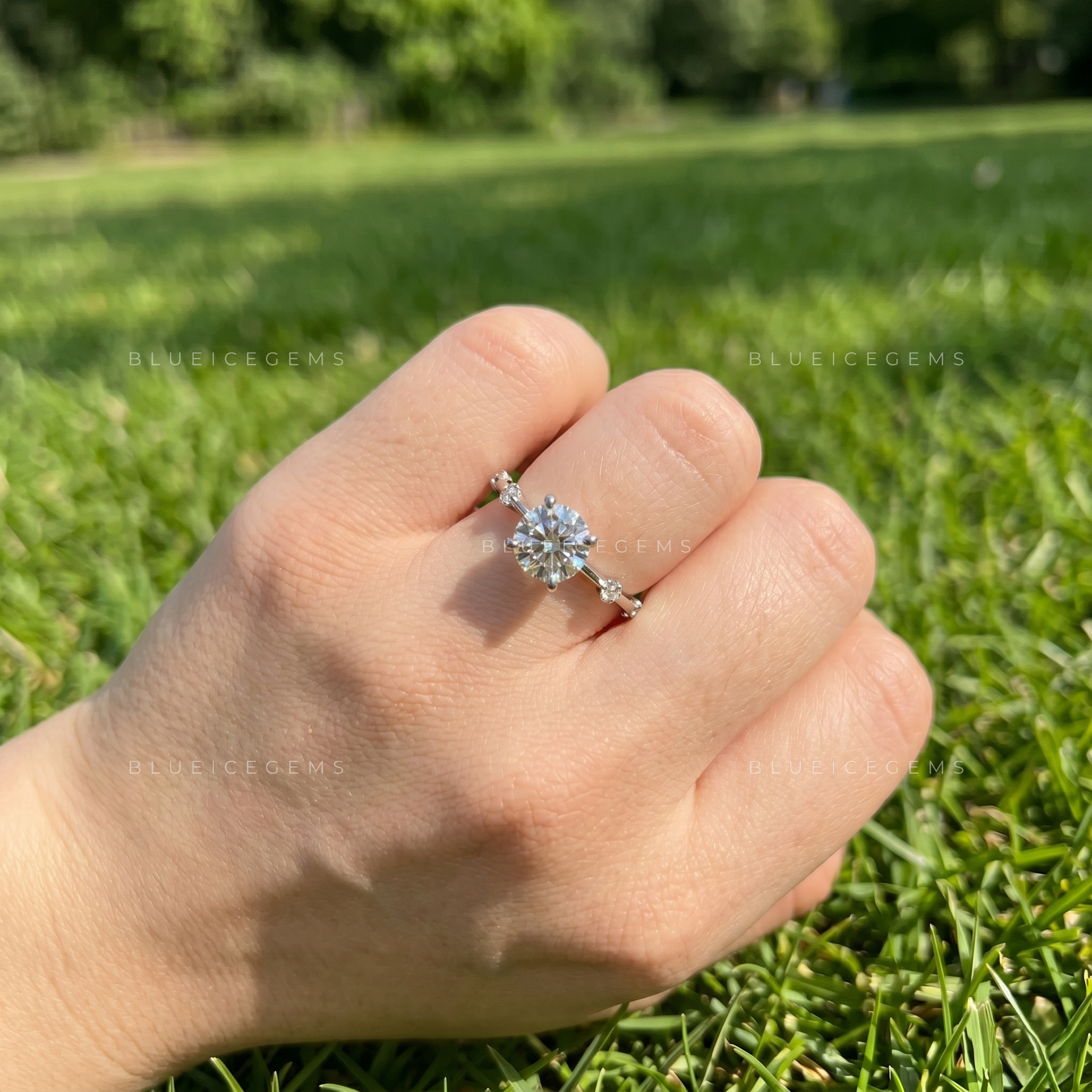 Enchanted Round Brilliant Cut Pave Accented Engagement Ring