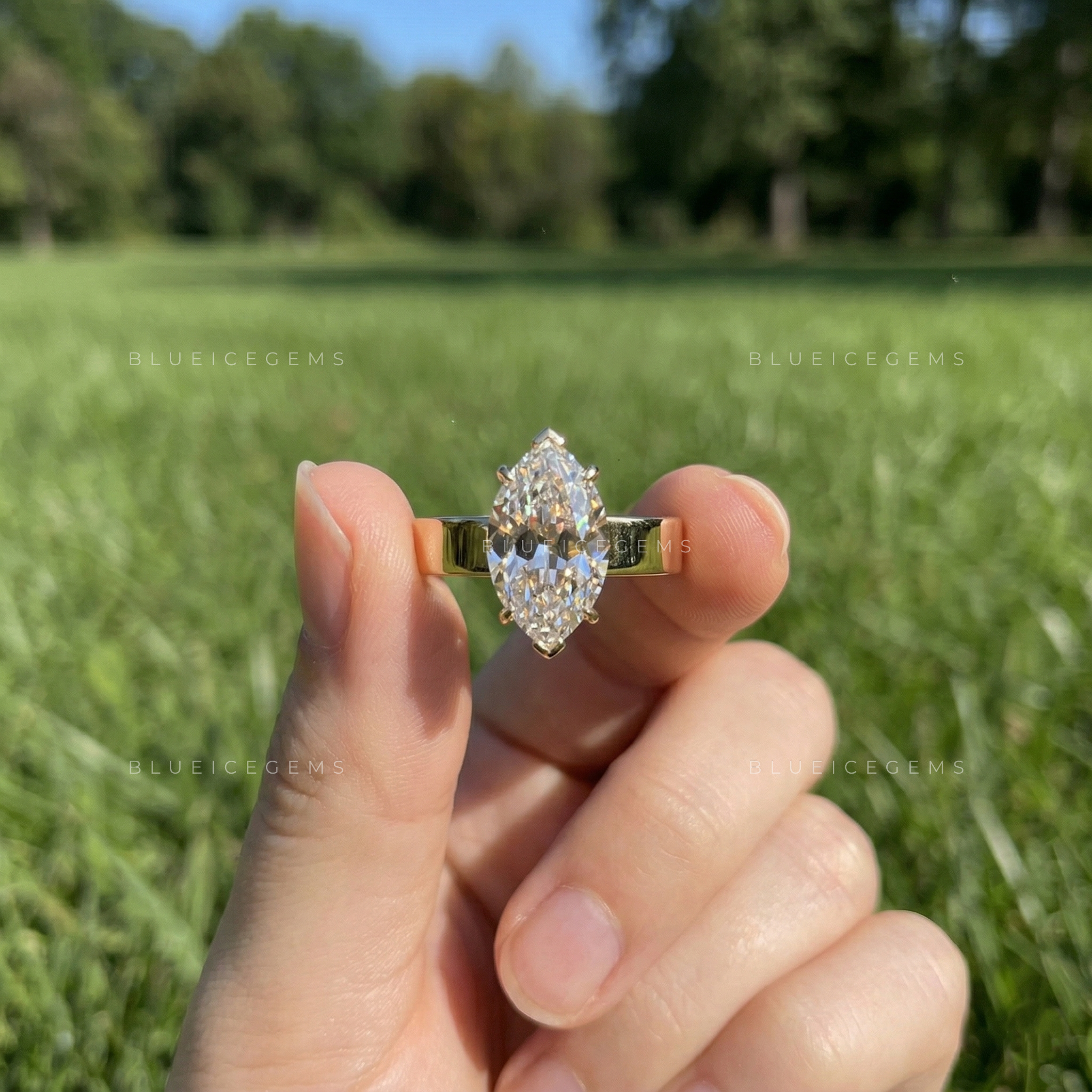Vintage Heirloom Marquise Old Mine Cut Solitaire Ring