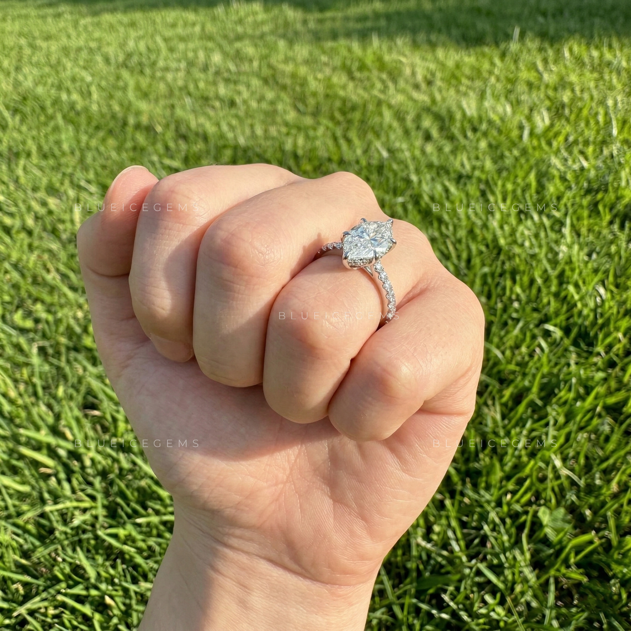 Regal Radiance Dutch Marquise Cut Hidden Accent Engagement Ring