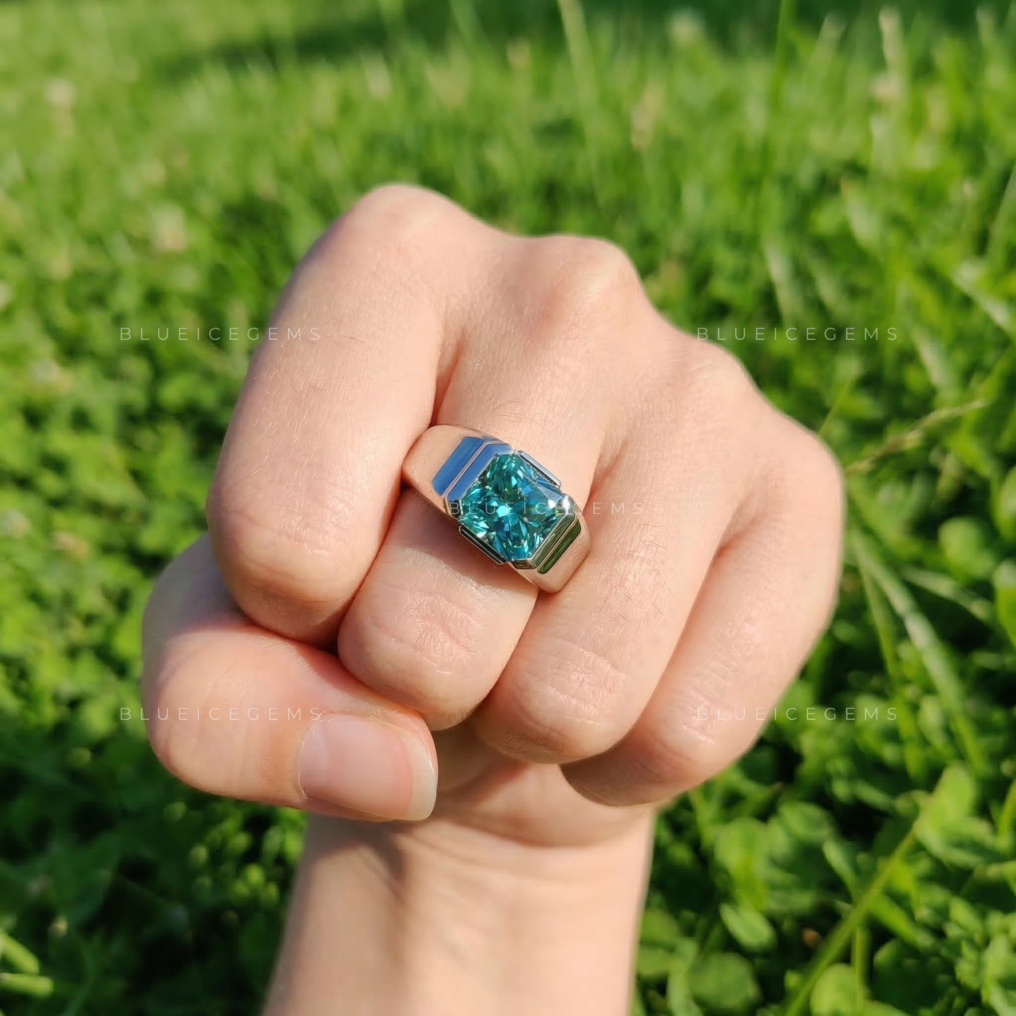 Enchanted Lagoon Radiant Cut Aqua Green Ring