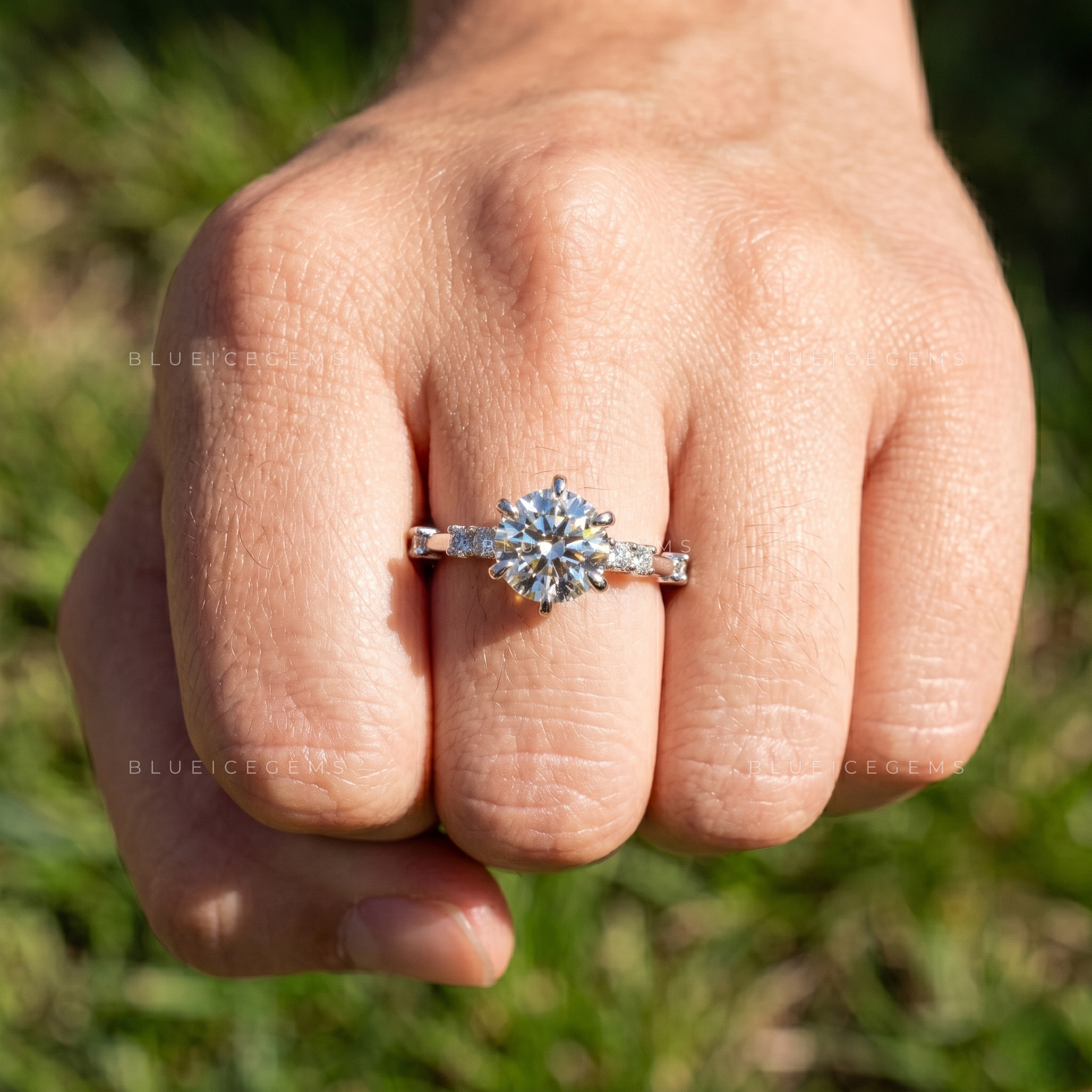 Vintage Enchantment Round Cut Pavé Accent Classic Engagement Ring