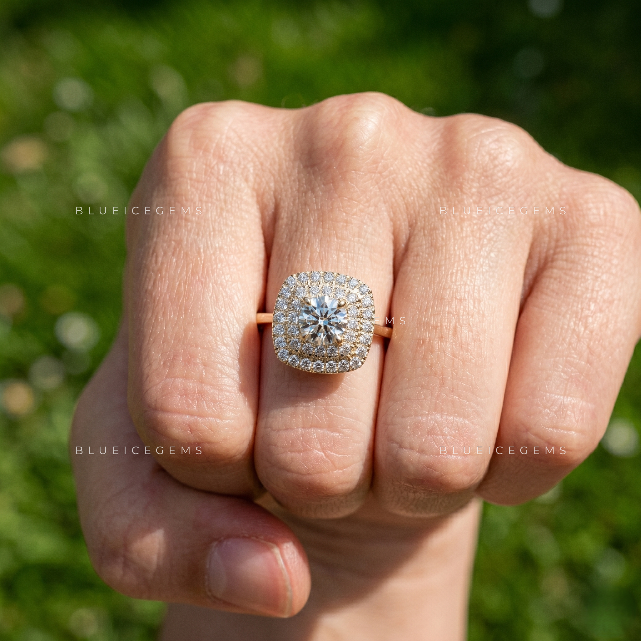 Enchanted Sparkle Round Cut Side Stone Engagement Ring