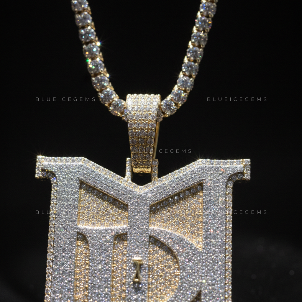 The "MR" Monogram: Gothic Block Architecture & Multi-Layered Iced-Out Sovereign