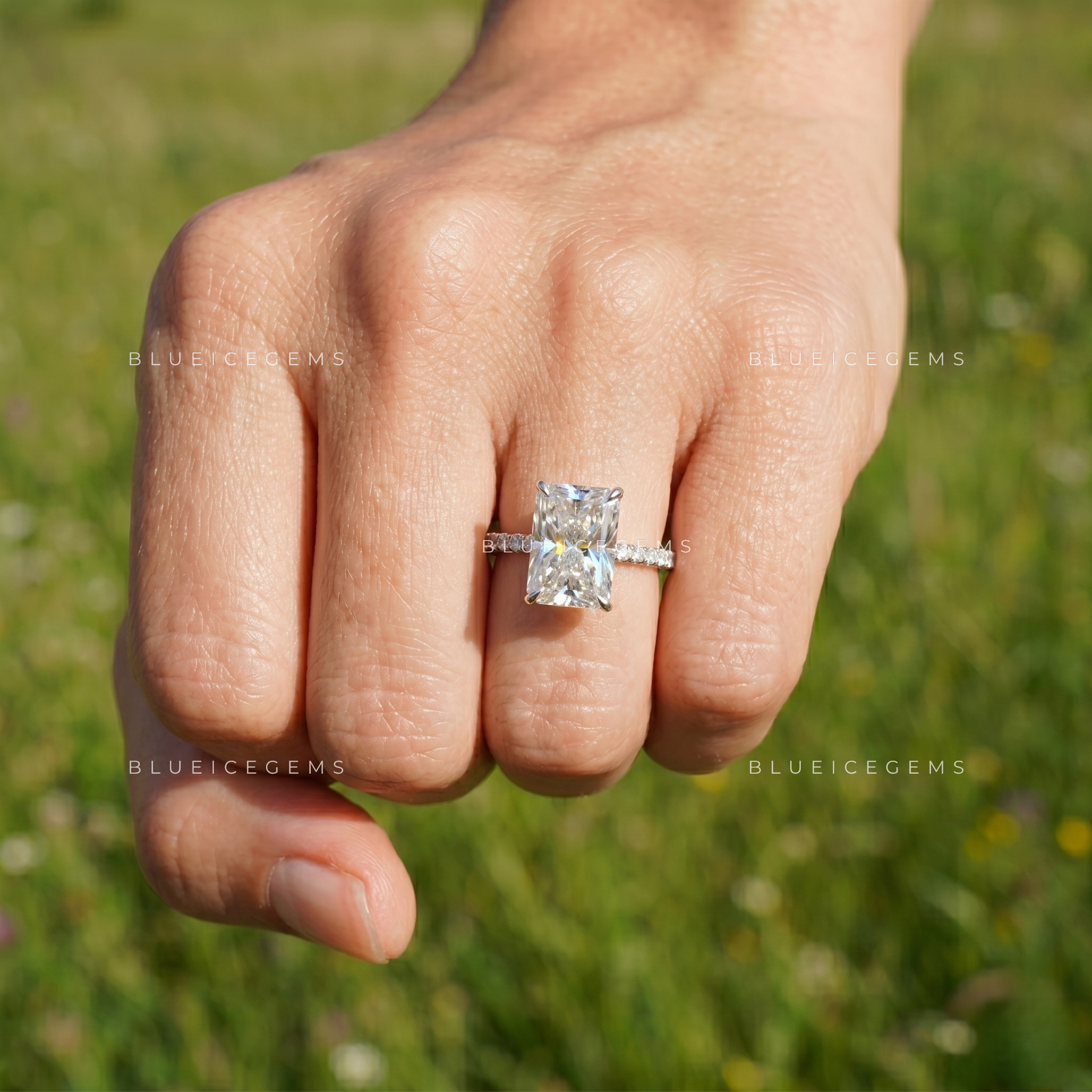 Opulent Grace Radiant Cut Hidden Halo Engagement Ring