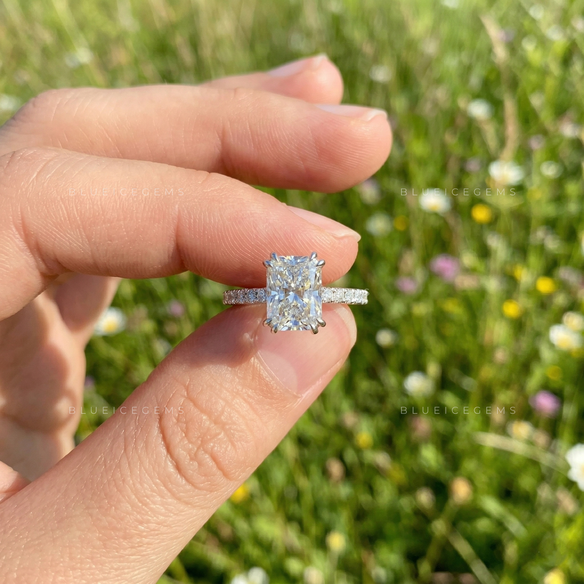 Sparkling Sophistication Radiant Cut Hidden Accent Engagement Ring