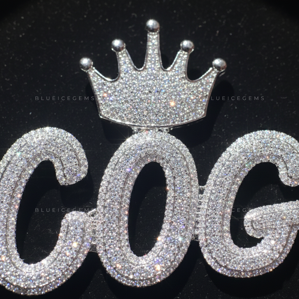 The "COG" Royal Sovereign: Crown-Topped 3D Bubble Script Pendant