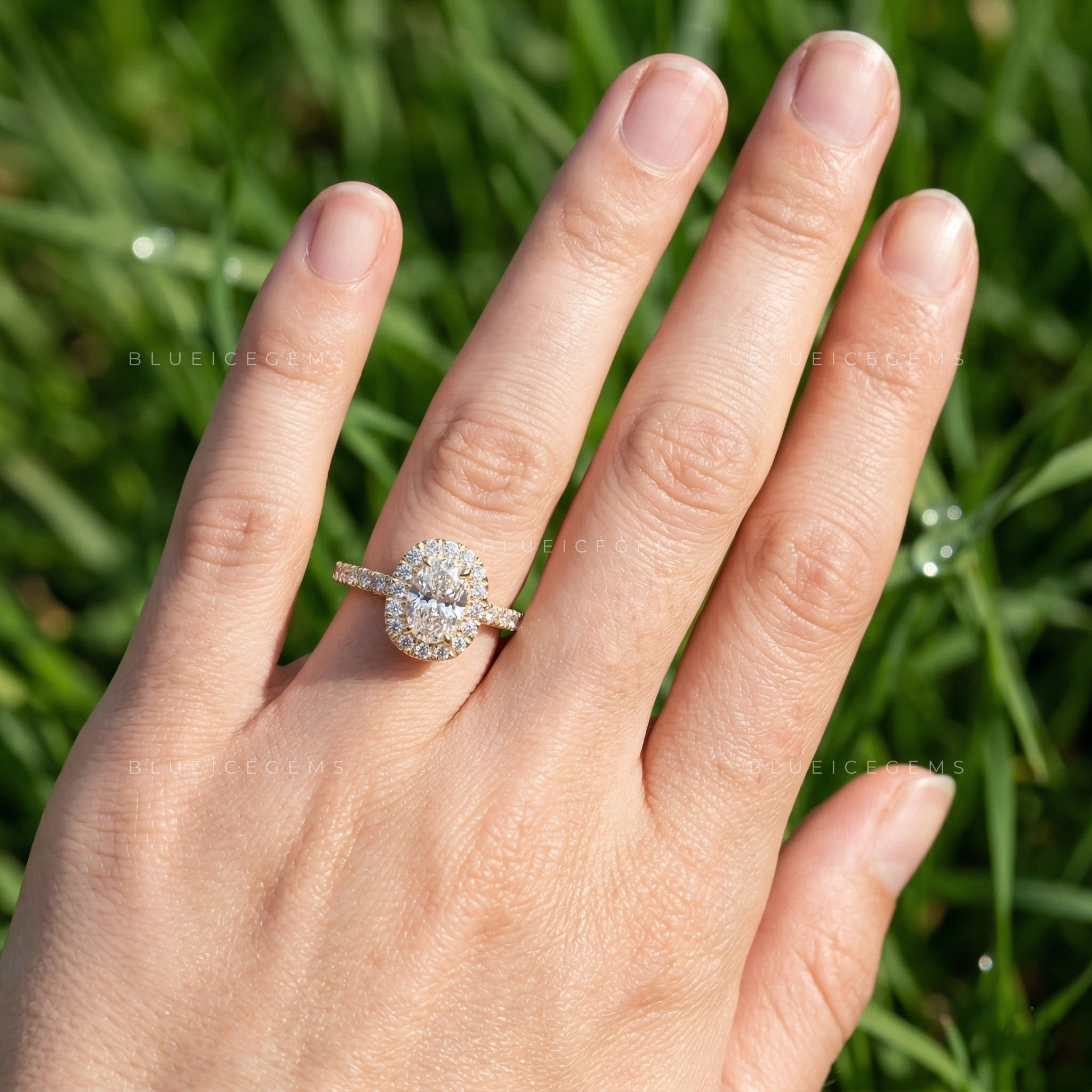 Radiant Horizon Oval Cut Pavé Engagement Ring