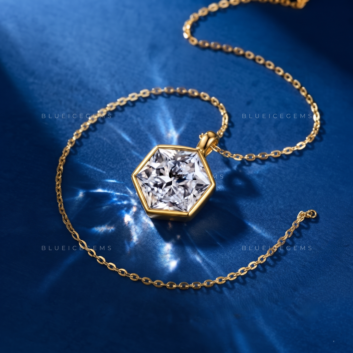 Hexagon Brilliant Cut Solitaire Diamond Pendant