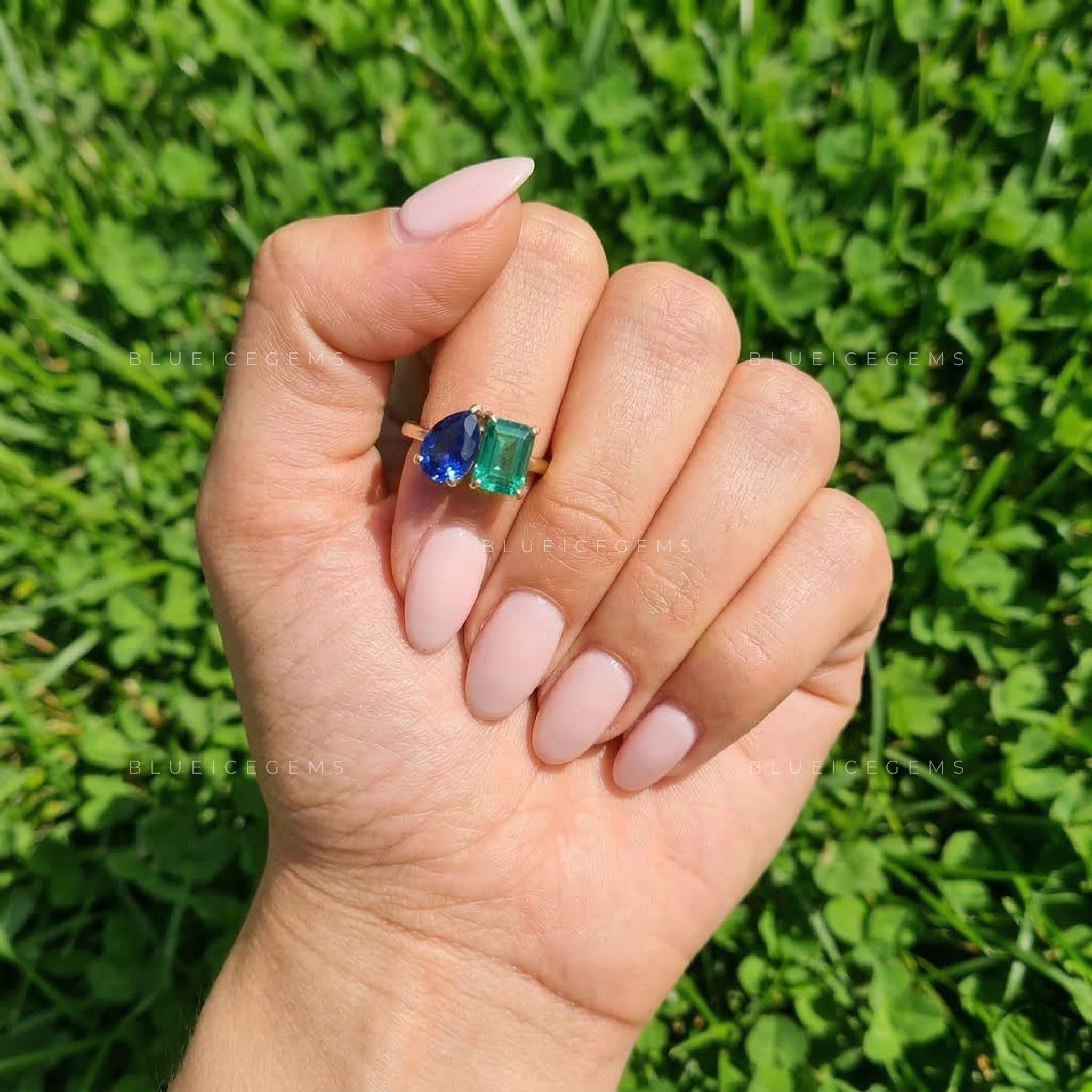 Verdant Azure Toi Et Moi Statement Ring