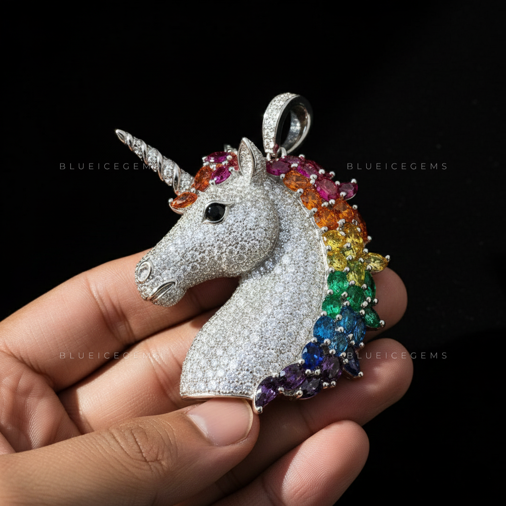 The Celestial Prism Unicorn: Rainbow Gradient Mane & Diamond Frost Sovereign