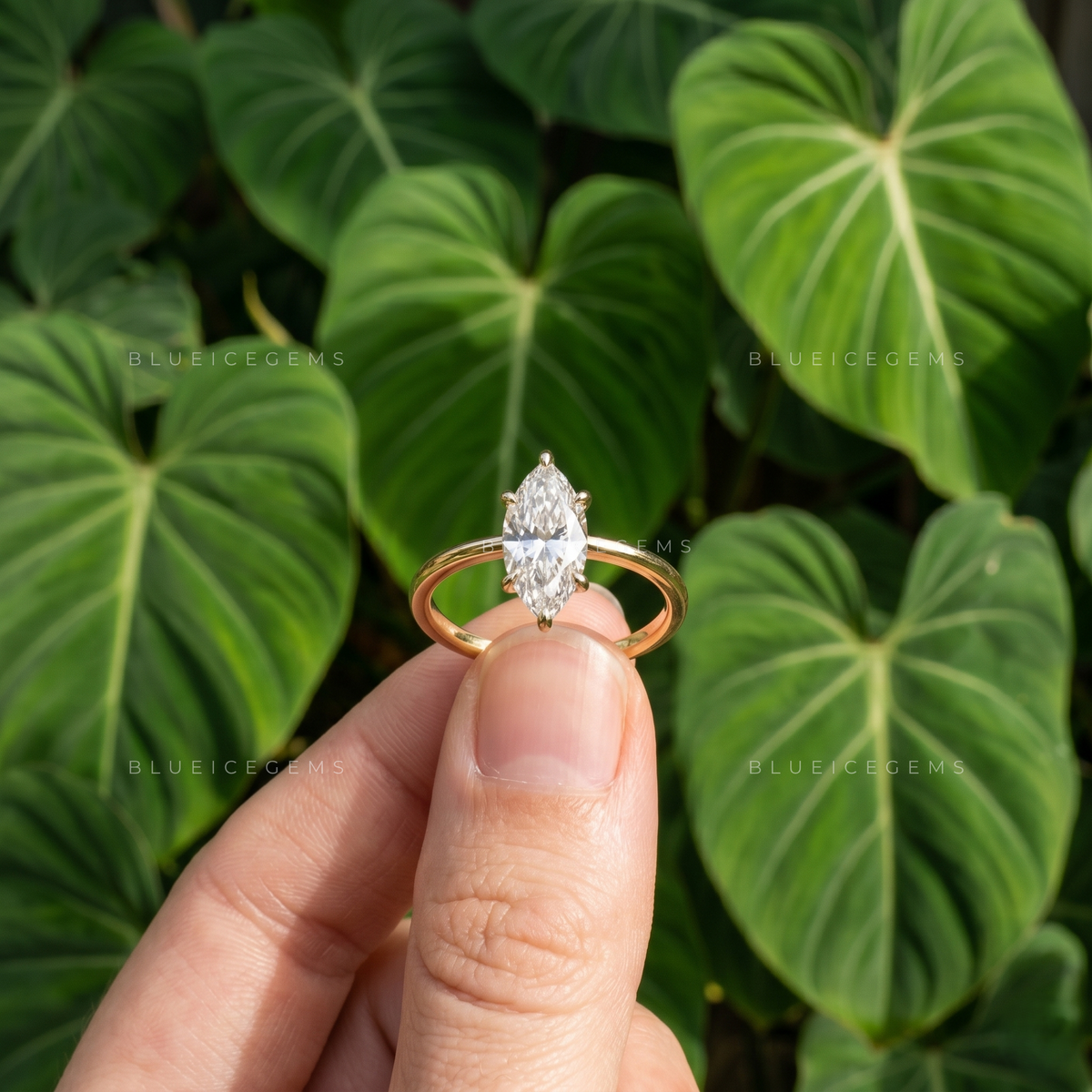 Graceful Royalty Marquise Cut Hidden Halo Solitaire Ring