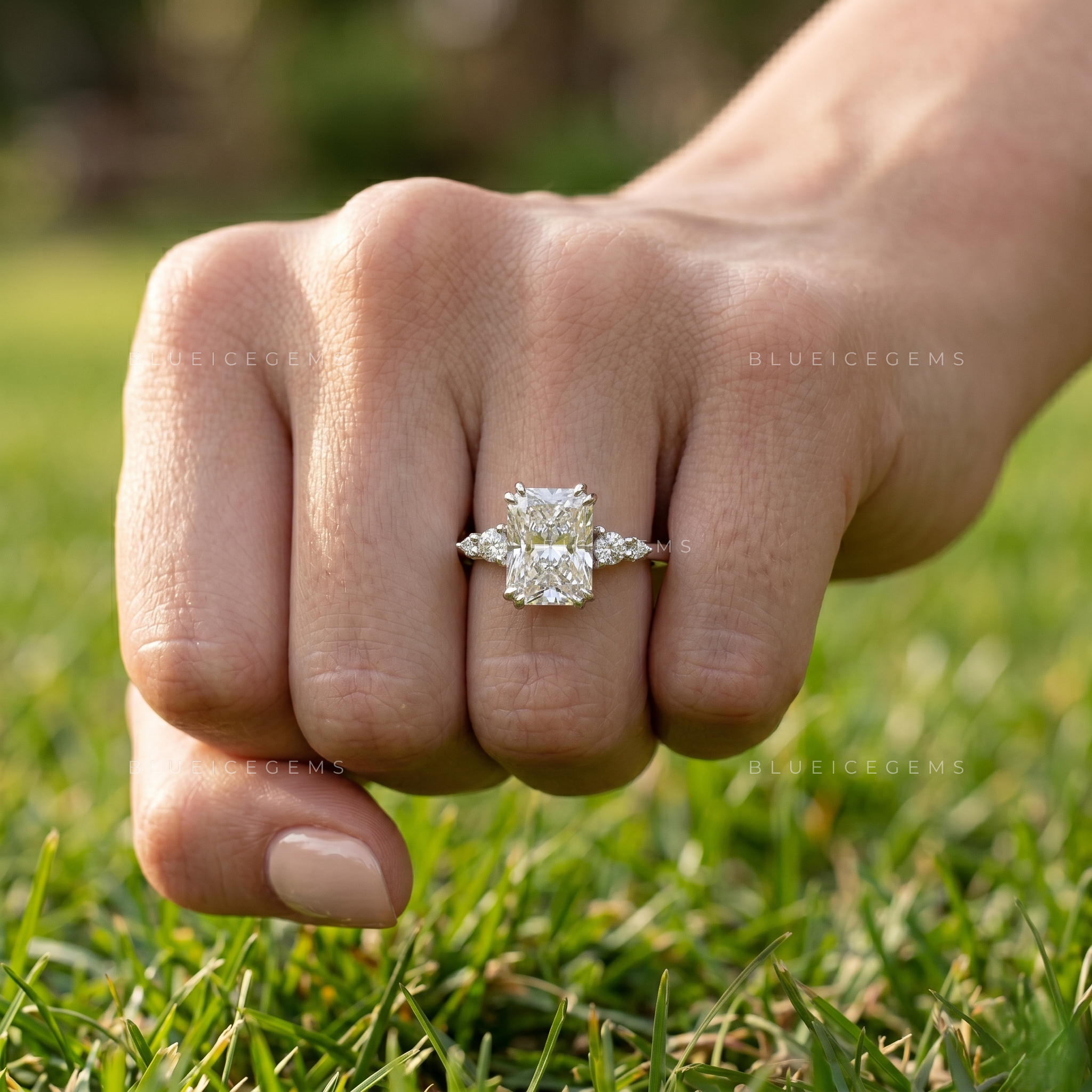 Starlight Symphony Radiant Cut Five Stone Engagement Ring