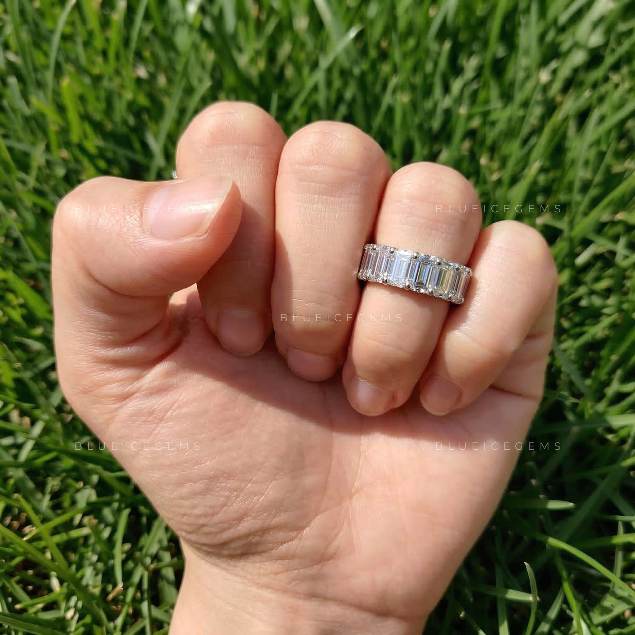 Infinite Radiance Emerald Cut Eternity Band