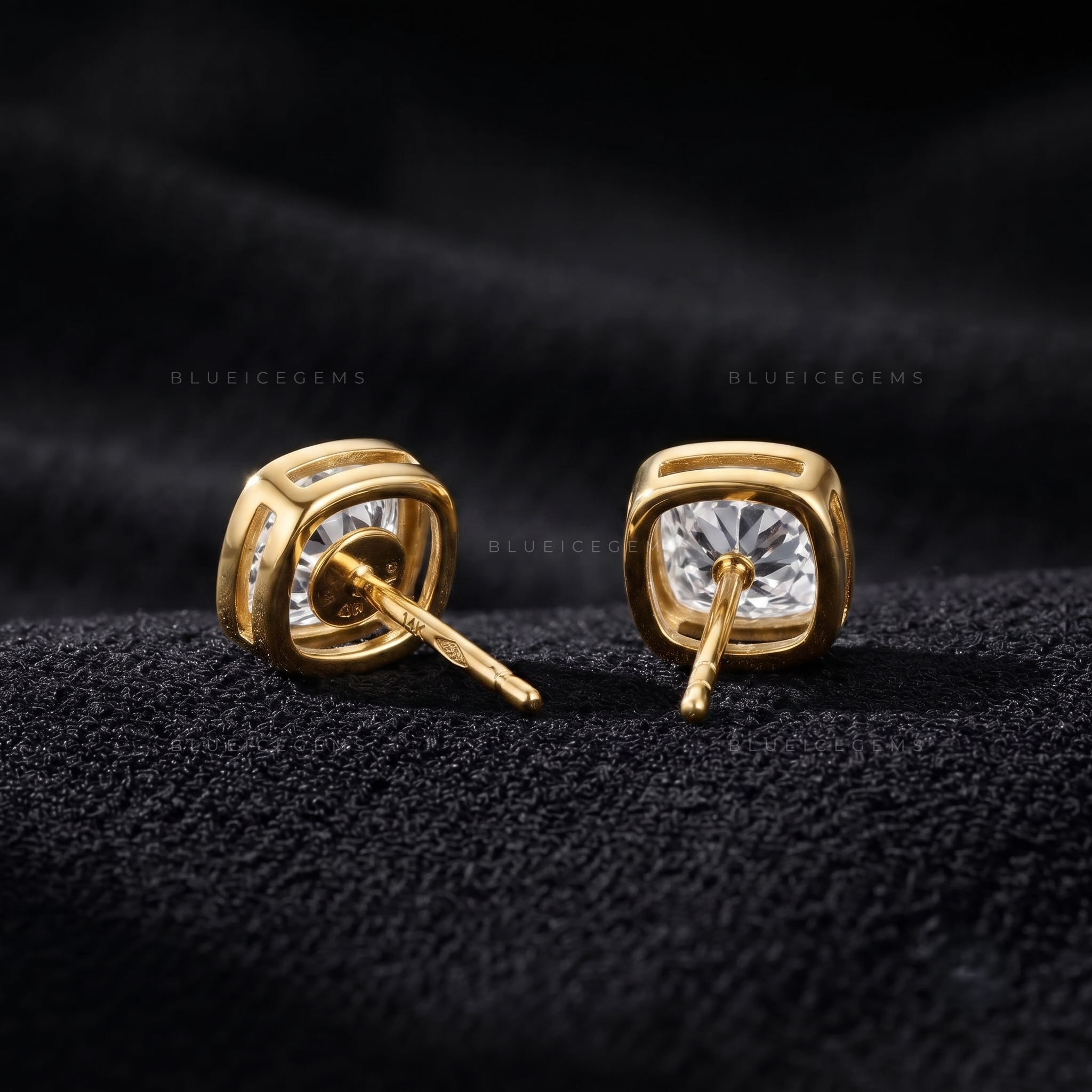 Monogram Cushion Bezel Lab-Grown Diamond Stud Earrings