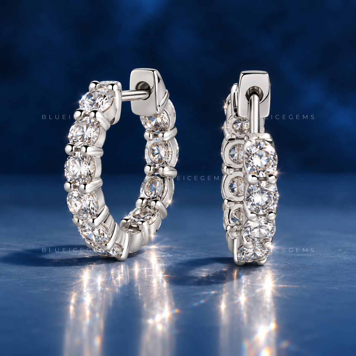 Double-Sided Round Diamond Huggie Earrings