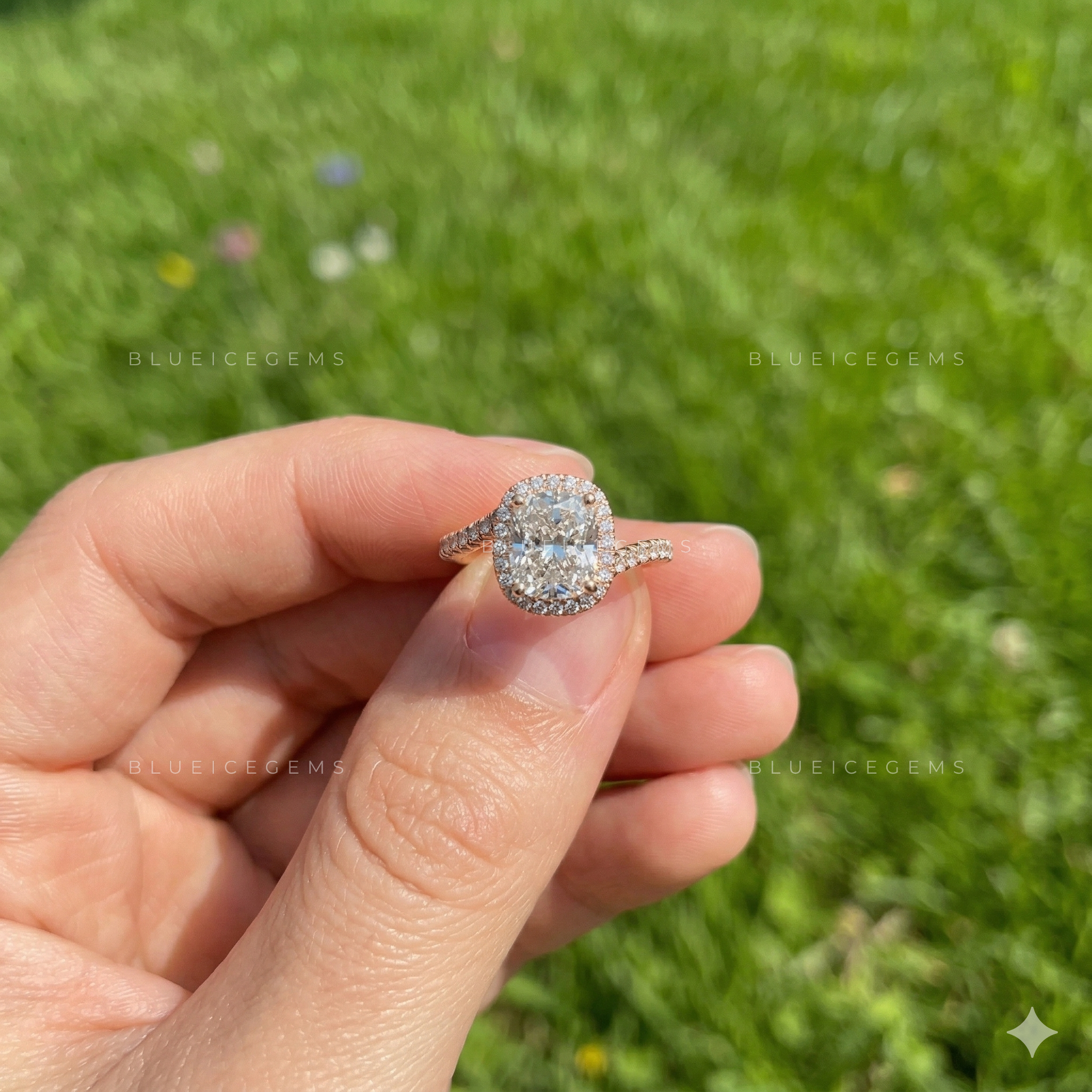 Velvet Radiance Cushion Cut Pavé Engagement Ring
