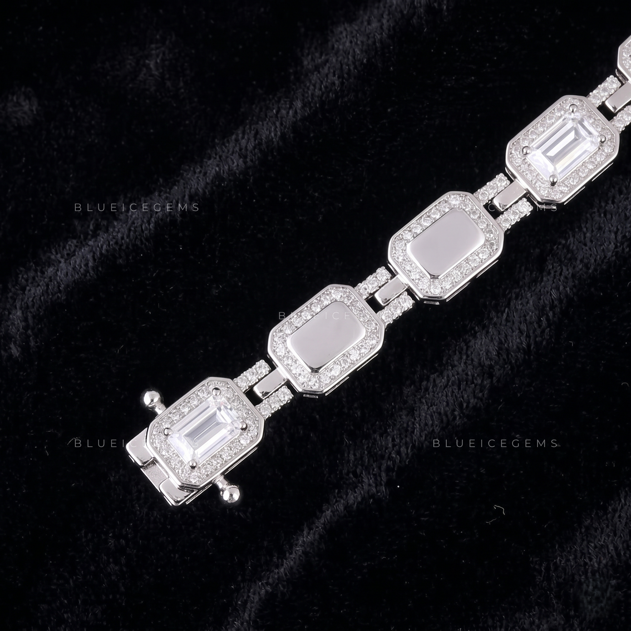 Infinite Halo Emerald-Cut Geometric Fusion Tennis Link