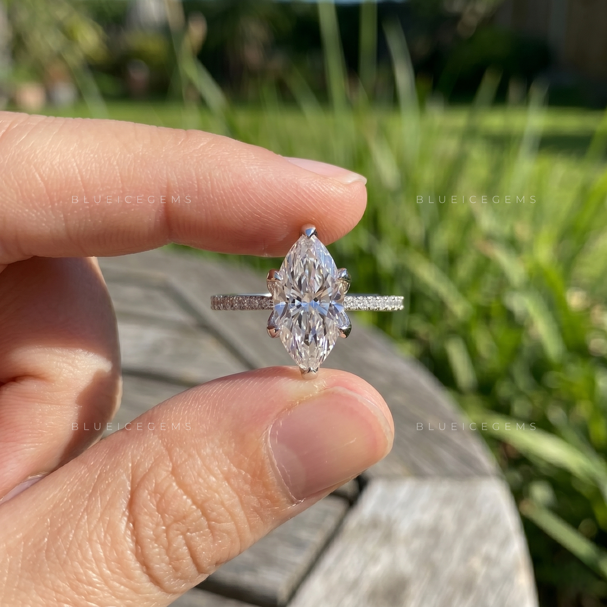 Nature-Themed Marquise Cut Sophisticated Anniversary Treasure Ring