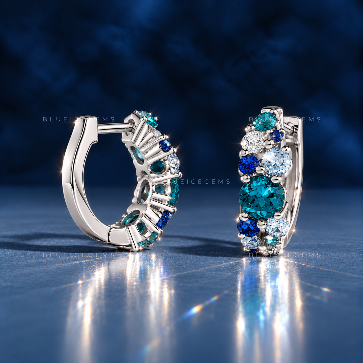 Hydrangea Bouquet Gemstone Hoop Earrings