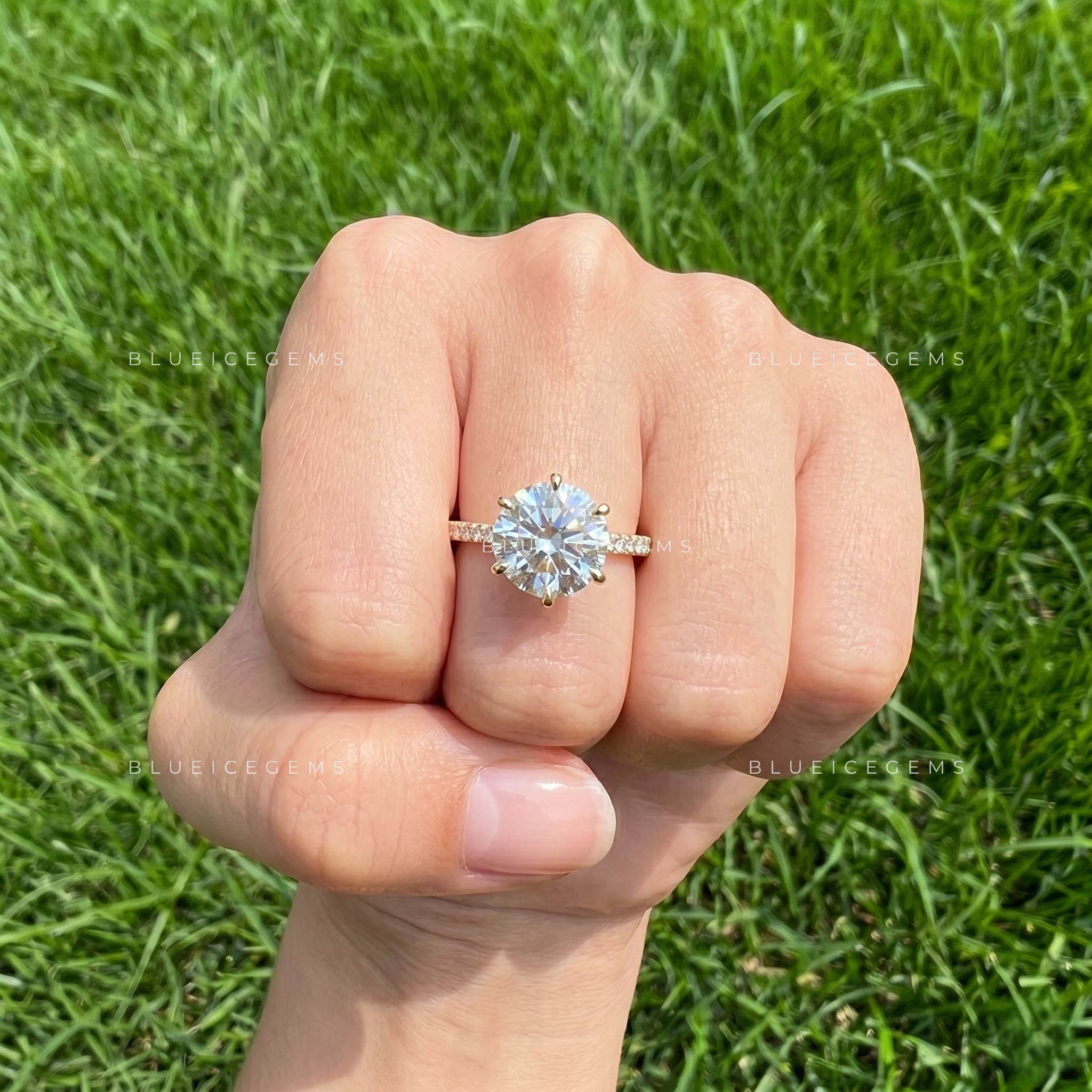 Imperial Radiance Round Cut Cathedral Pavé Engagement Ring