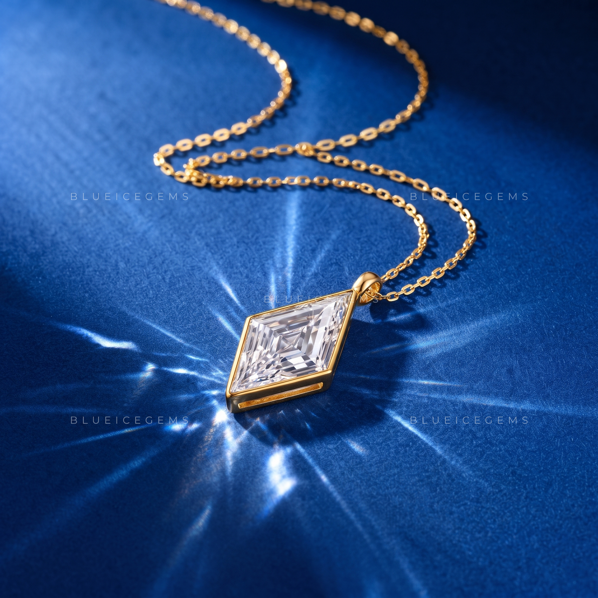 Lozenge Cut Solitaire Diamond Pendant