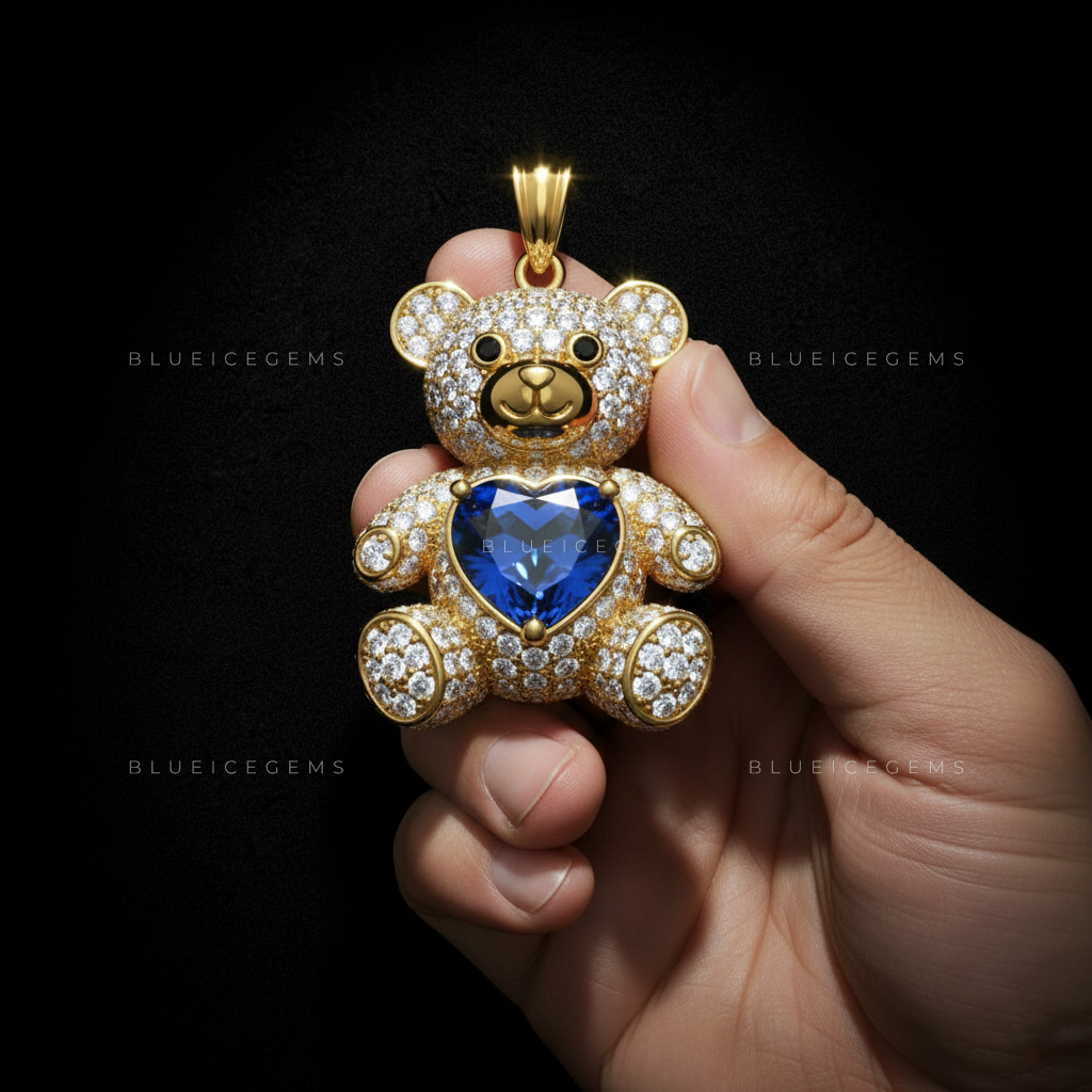 The Arctic Monarch: Cobalt Heart & Diamond Frost Teddy Sovereign