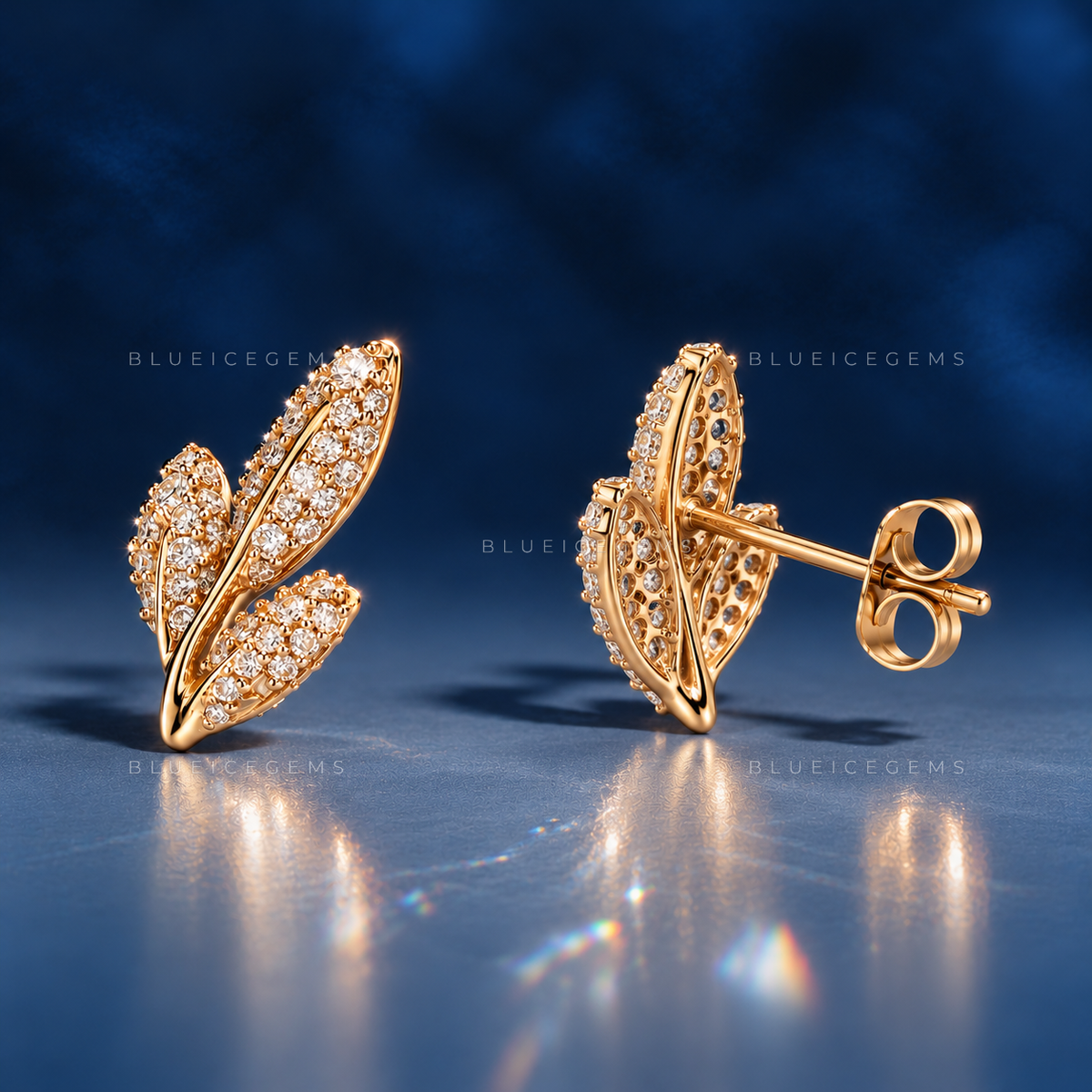 Olive Branch Diamond Stud Earrings