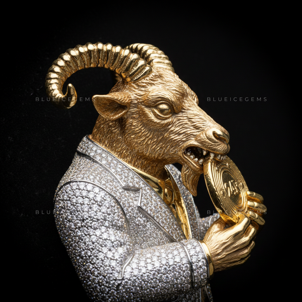 The "G.O.A.T. 24K" Executive: Sculptural Ram & Iced-Out Tuxedo Sovereign