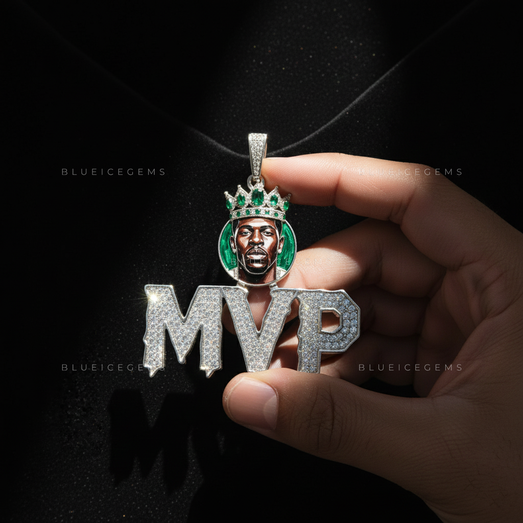The "MVP" Sovereign: Emerald-Crowned Portrait & Diamond Dripping Monogram