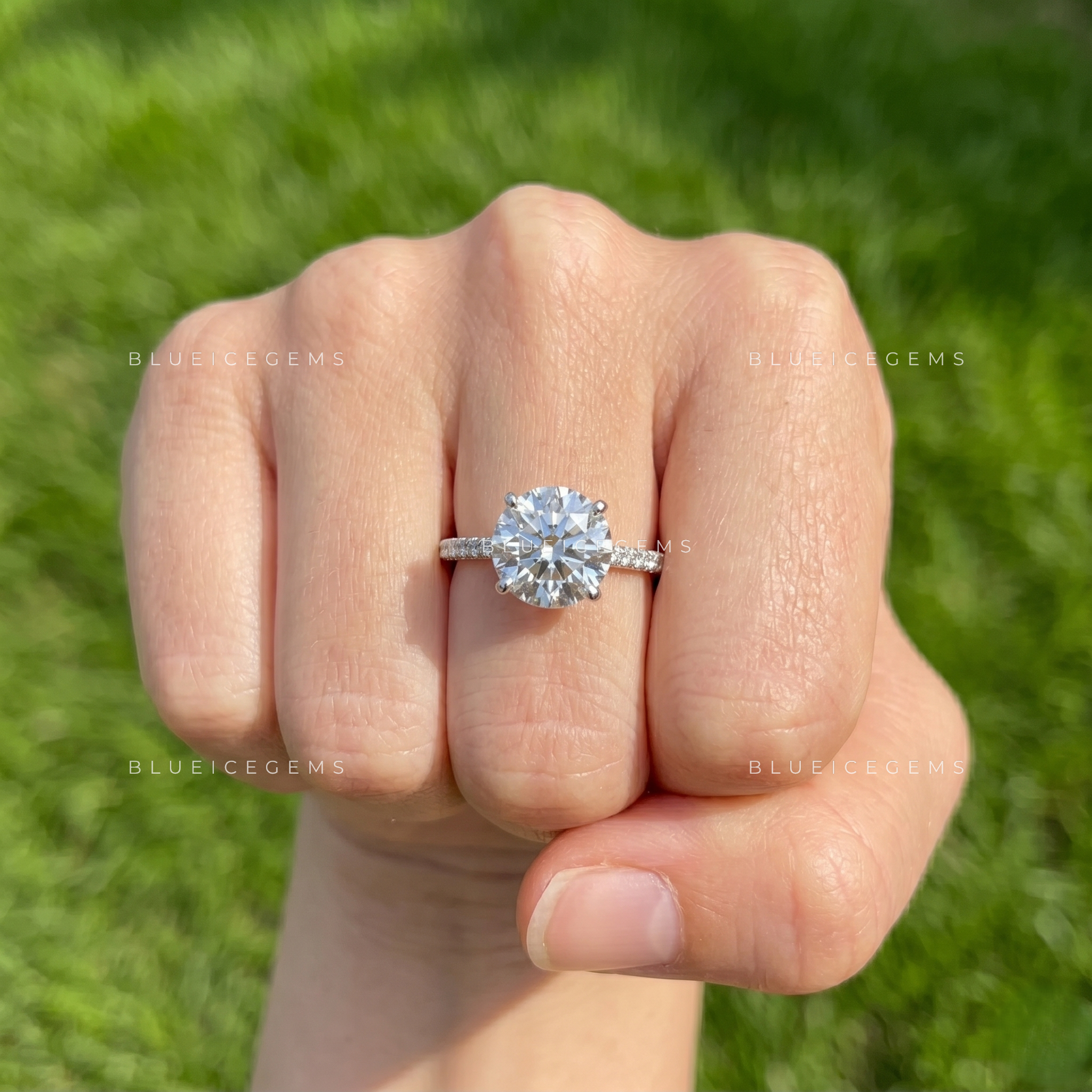 Luminous Romance Round Brilliant Cut Accent Engagement Ring