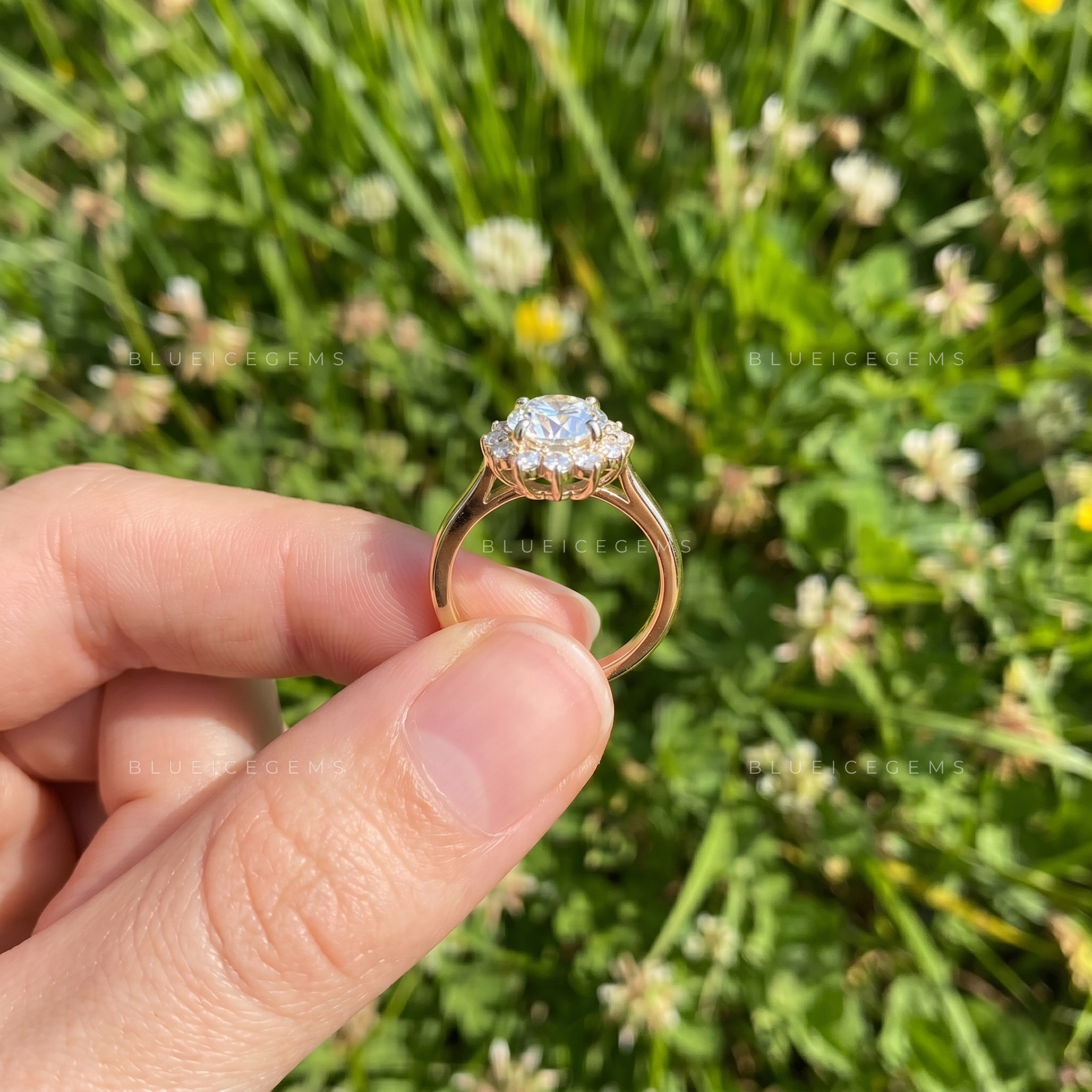 Captivating Floral Inspired Halo Statement Ring with Brilliant Accents