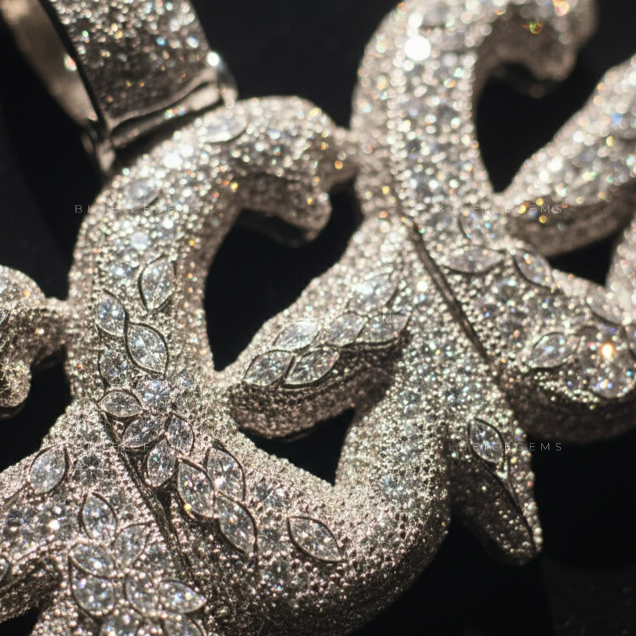 The "GGG" Floral Infusion: Marquise-Mosaic & 3D Bubble Script Pendant