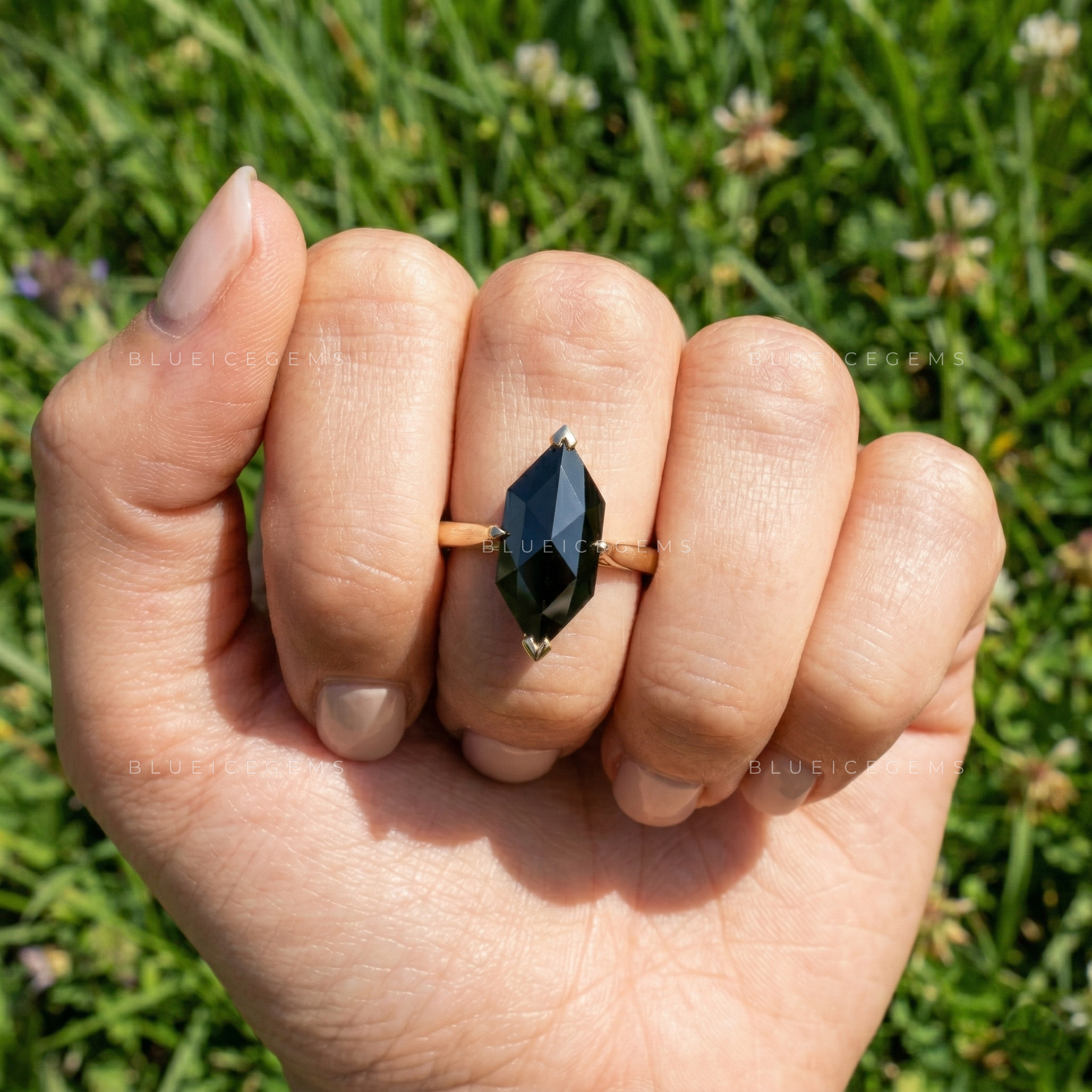 Vintage Noir Dutch Marquise Rose Cut Solitaire Ring