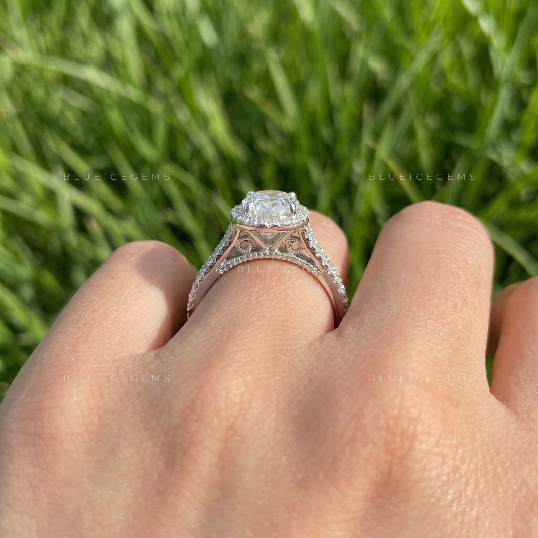 The "Ethereal Glow" Oval Halo: Split Shank Dream Ring