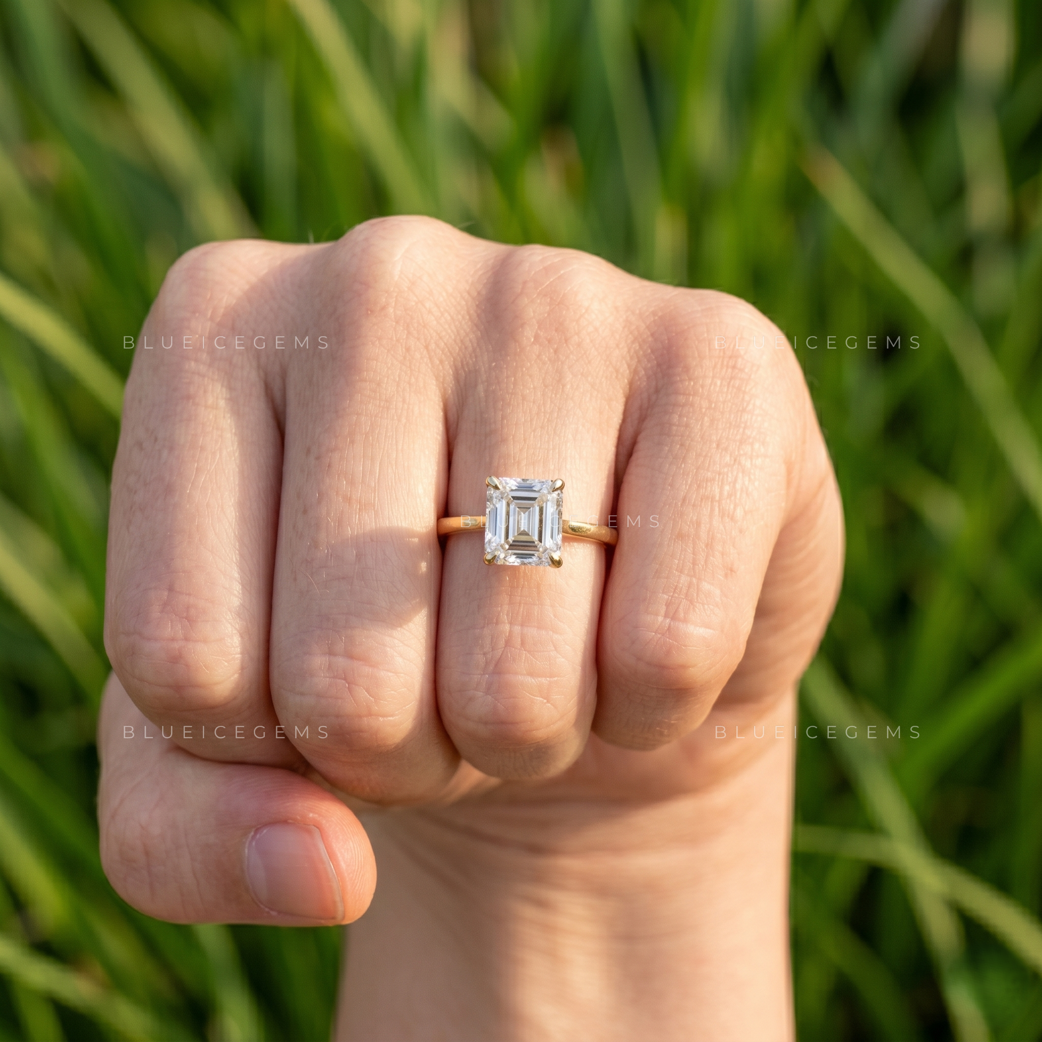 Regal Tulip Emerald Cut Solitaire Engagement Ring
