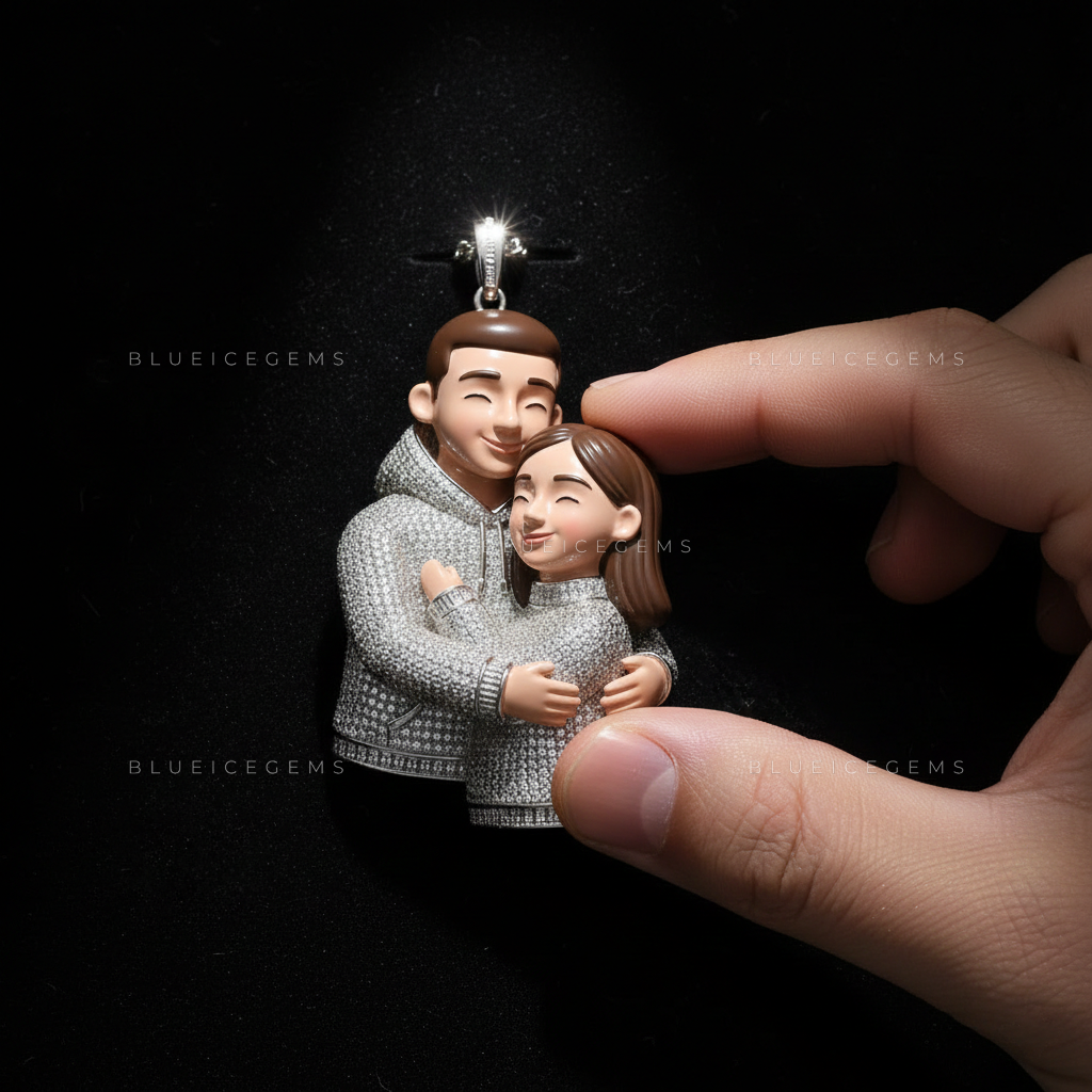 The "Eternal Embrace" Portrait: 3D Animated Style & Baguette-Trimmed Frost Sovereign