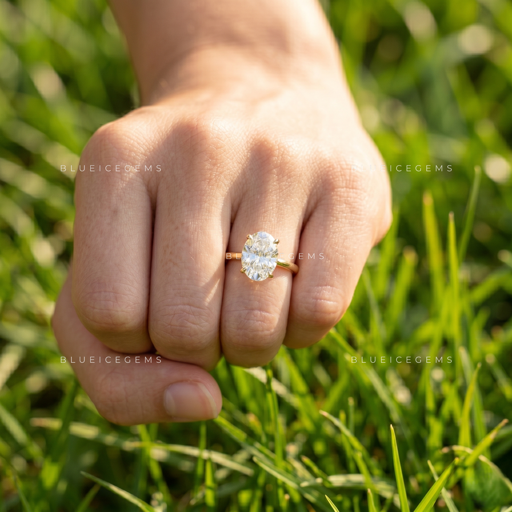 Floravelle Oval Cut Floral Solitaire Engagement Ring