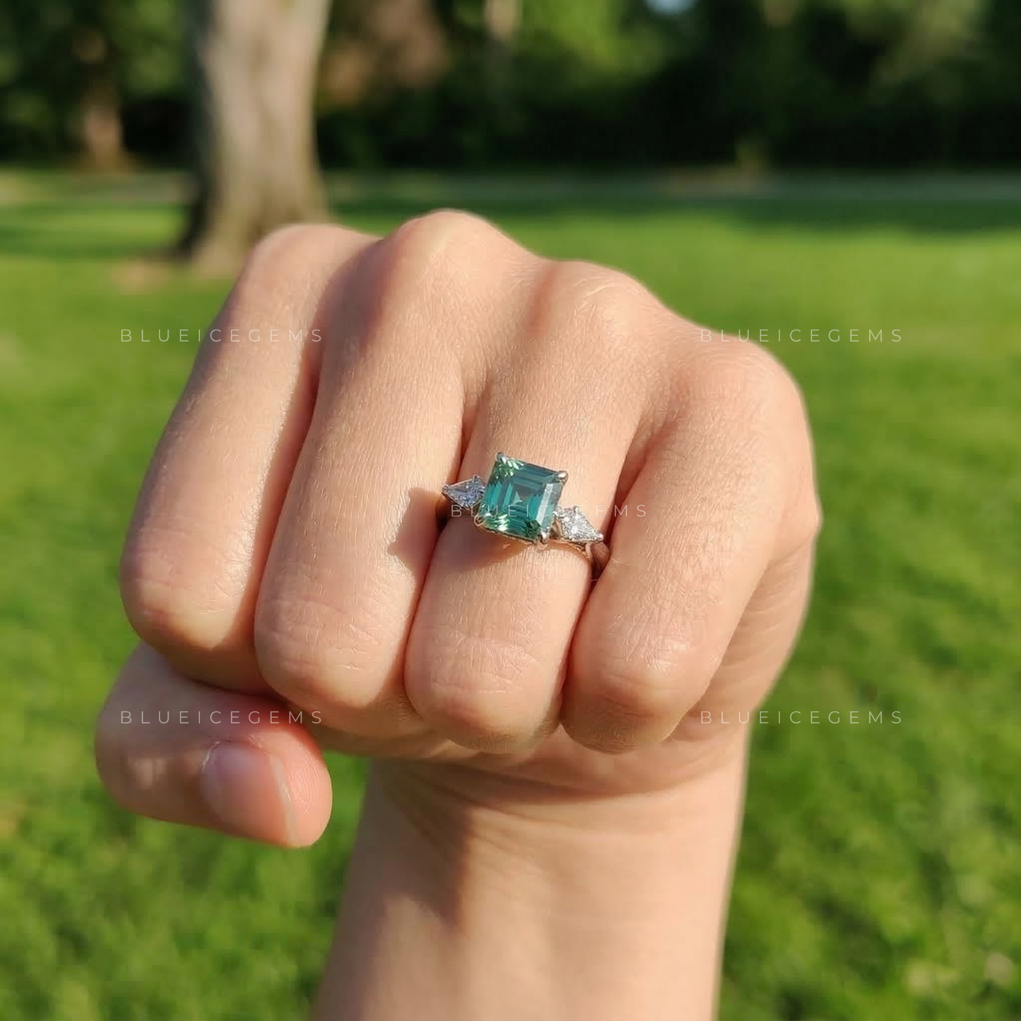 Architectural Allure Hexagon Step Cut Solitaire with Accents