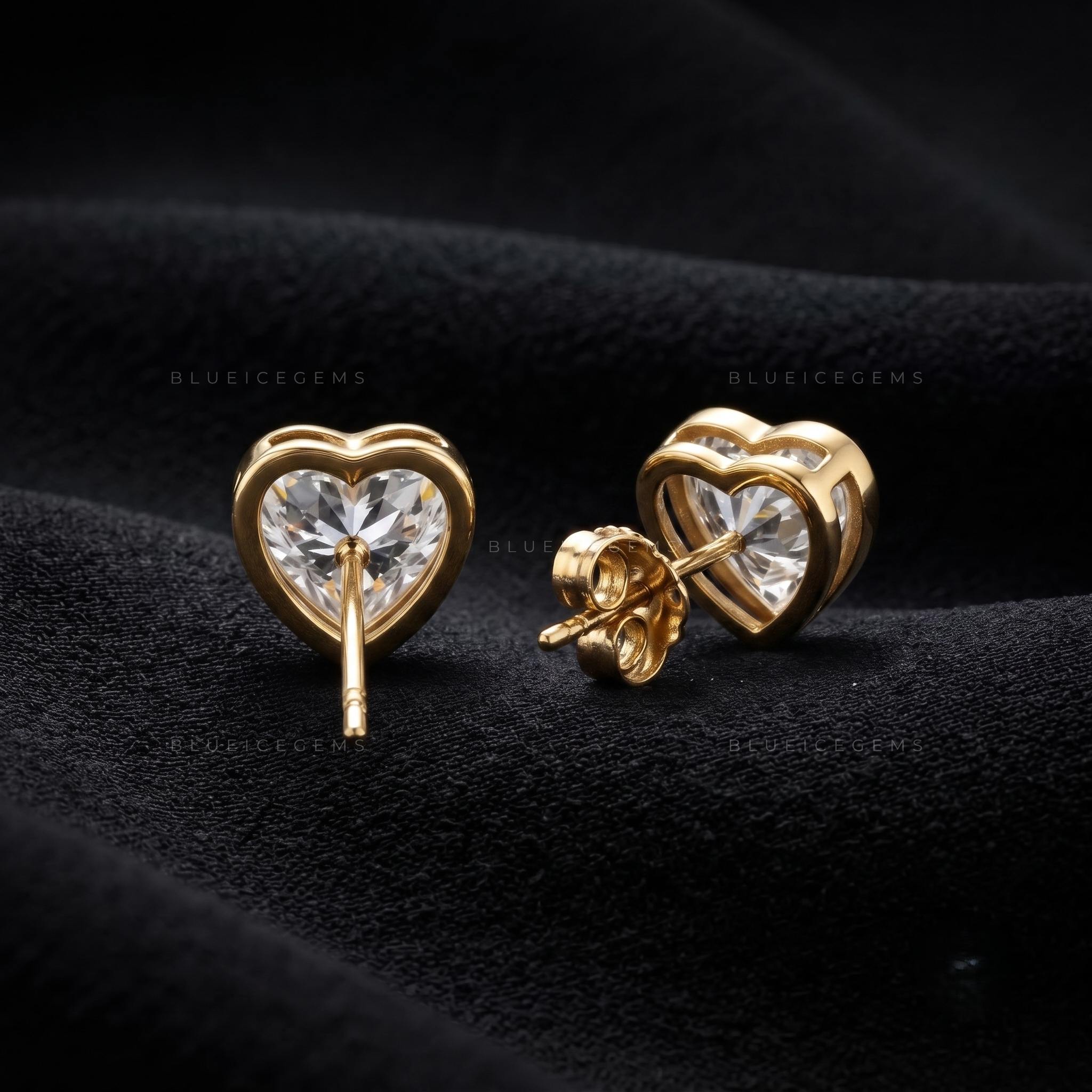 Amora Heart-Cut Lab-Grown Diamond Bezel Stud Earrings