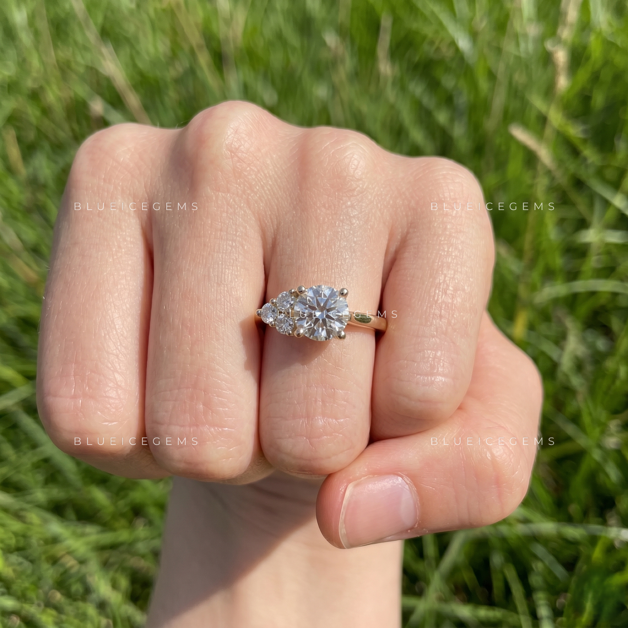 Trivara Round Cut Three Stone Engagement Ring