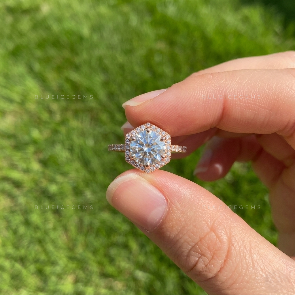 Luminous Round Brilliant Cut Halo Ornate Heirloom Engagement Ring