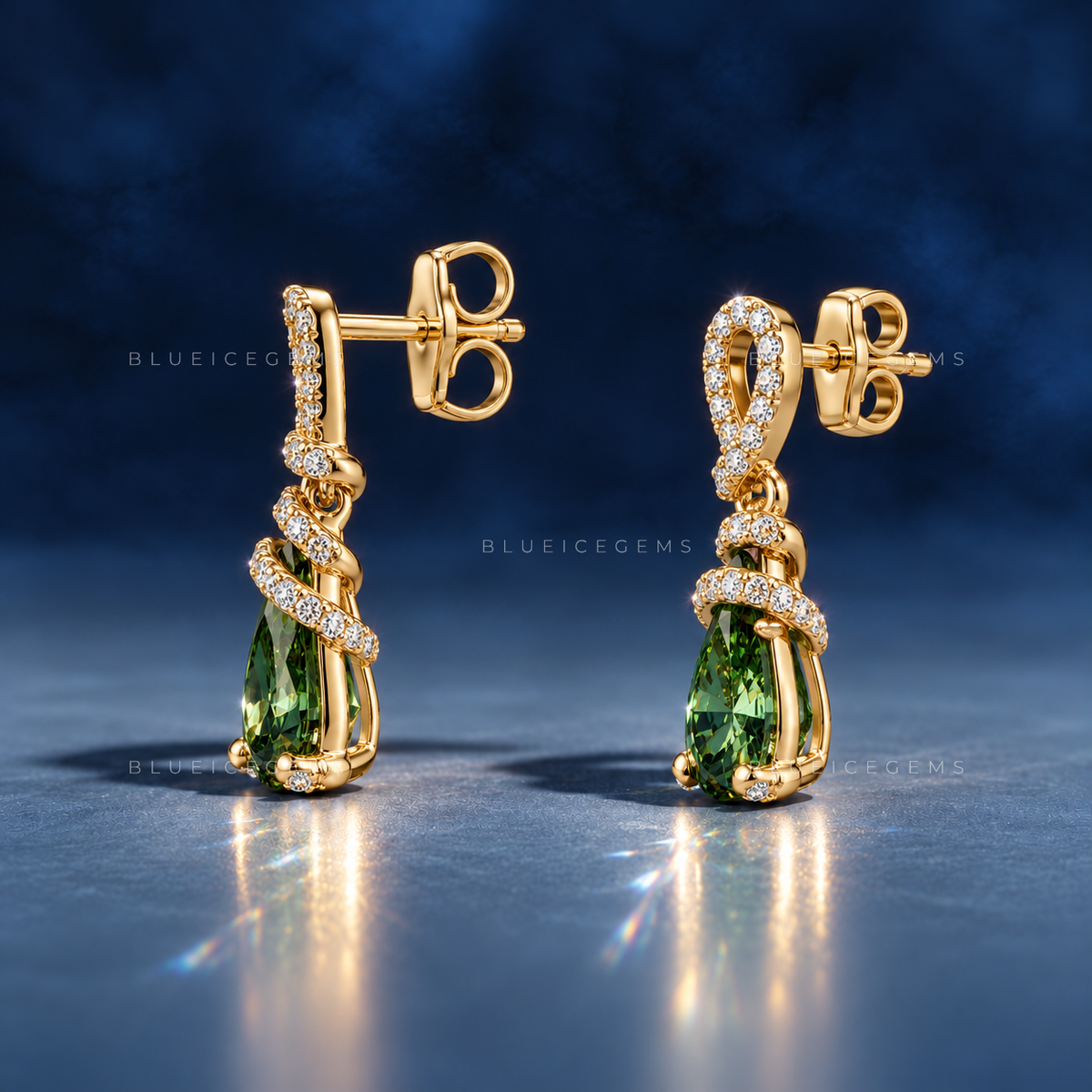 Pacific Green Knot Drop Earrings