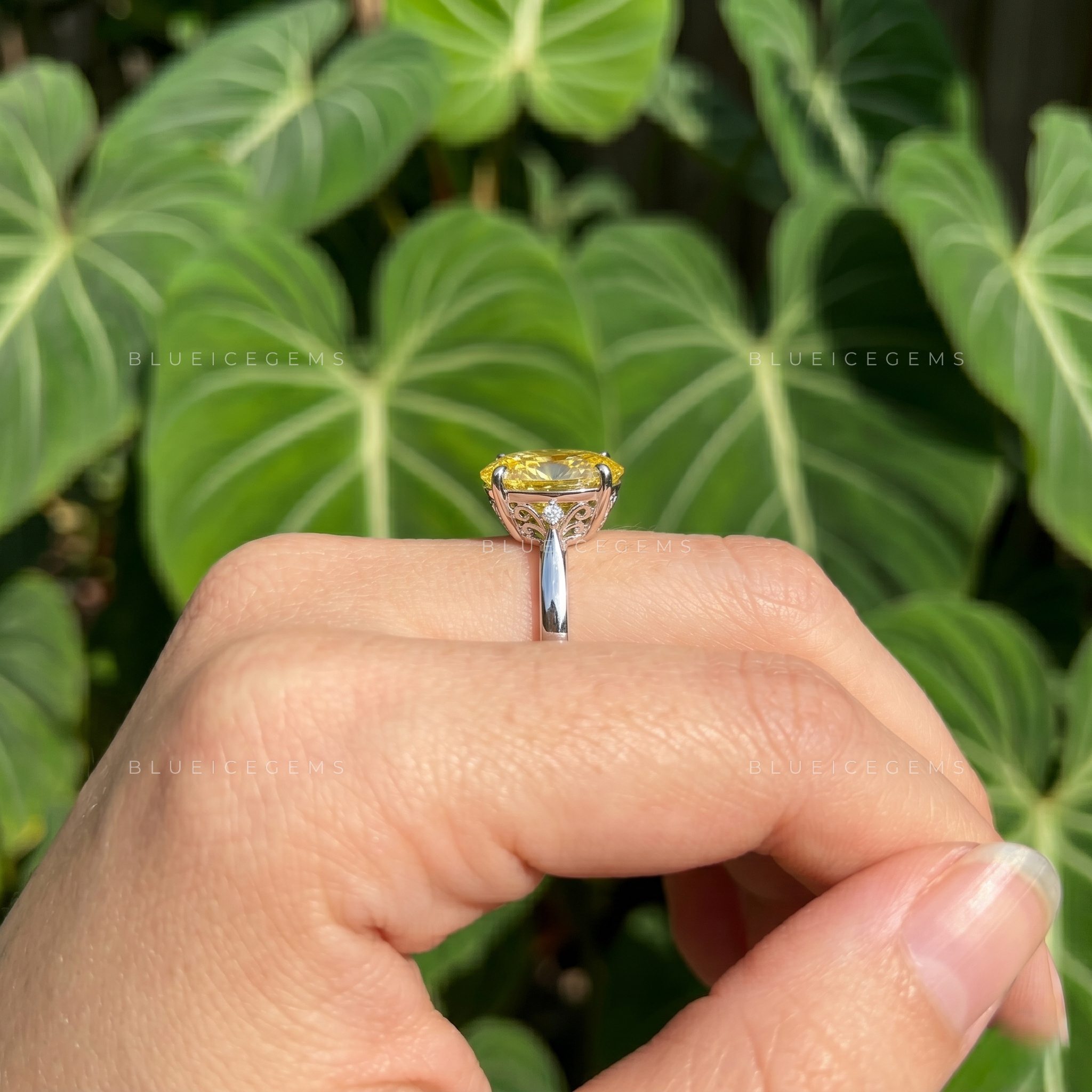 Vibrant Charm Fancy Yellow Oval Cut Solitaire Engagement Ring