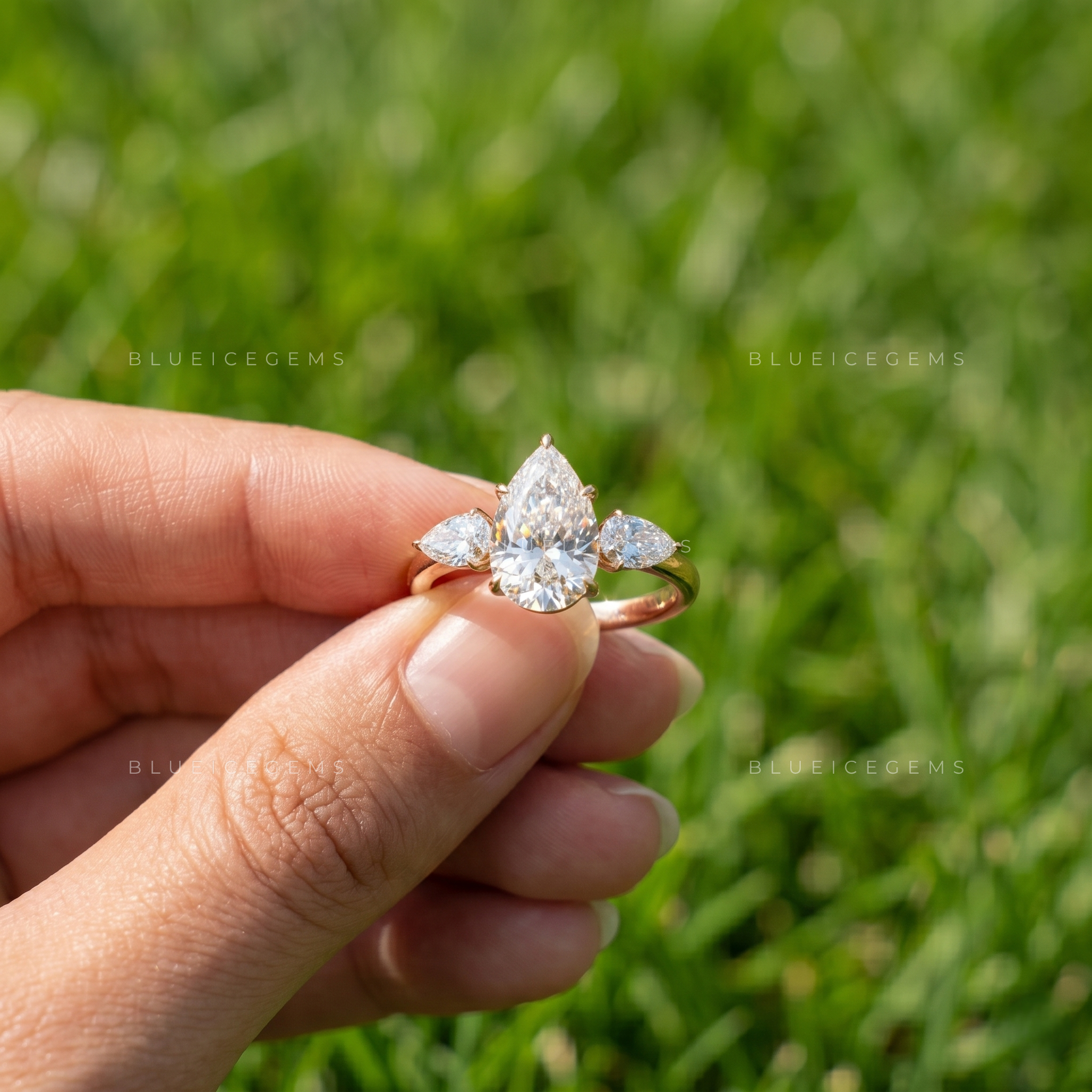 mperial Triad Pear Cut Certified Three Stone Engagement Ring
