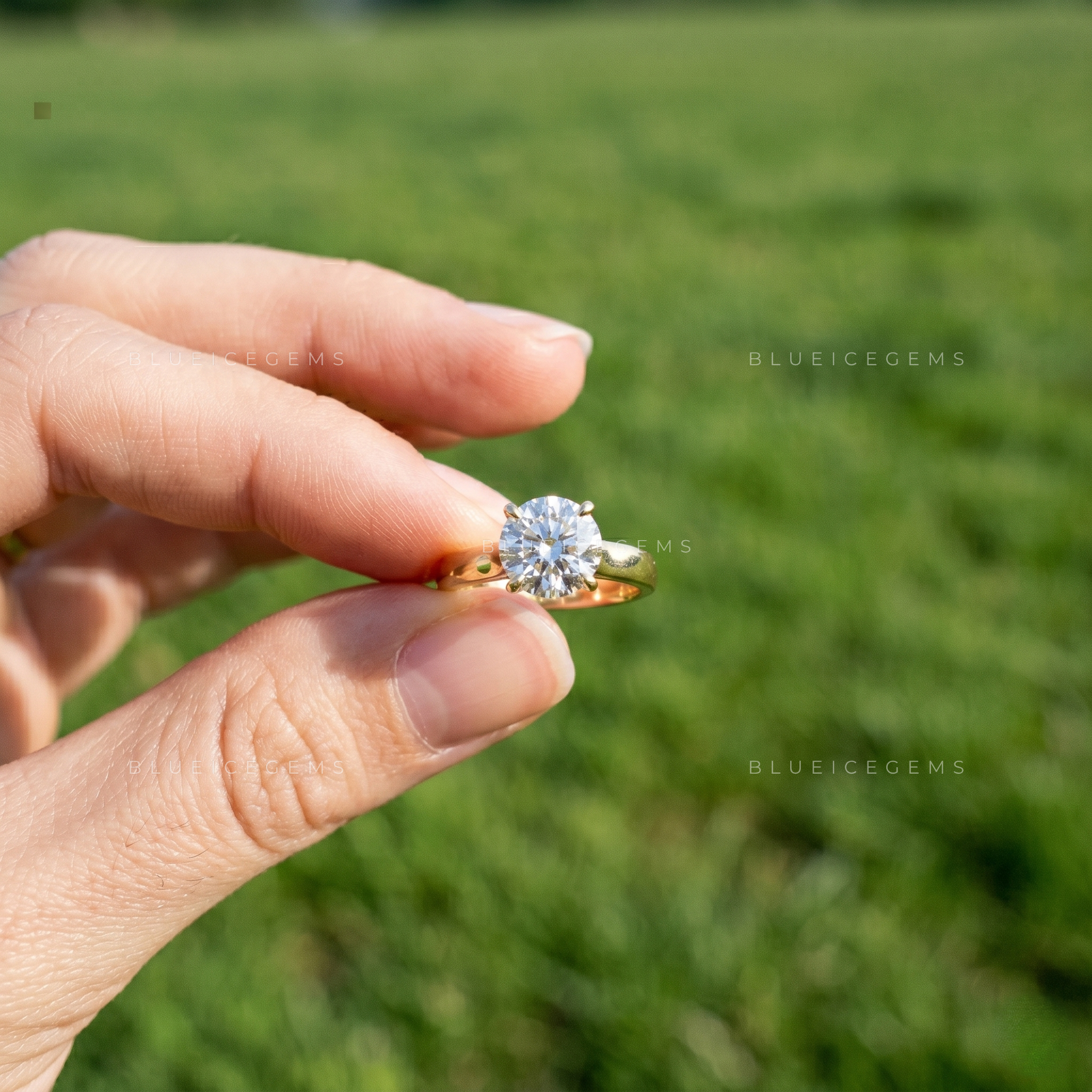 Classic Opulence Round Brilliant Cut Solitaire Wide Band High Setting Engagement Ring